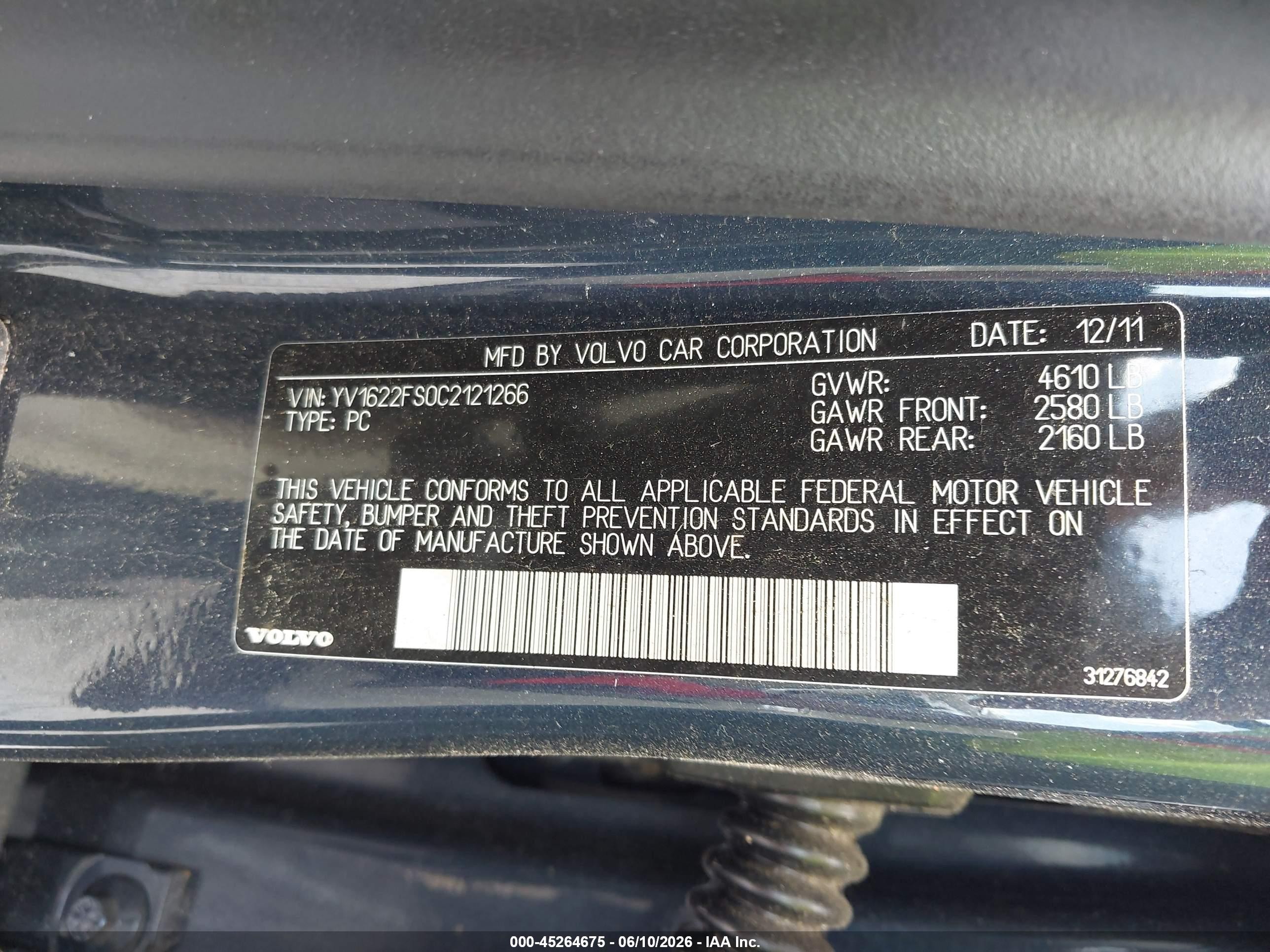 2012 Volvo S60 T5 Синий vin: YV1622FS0C2121266