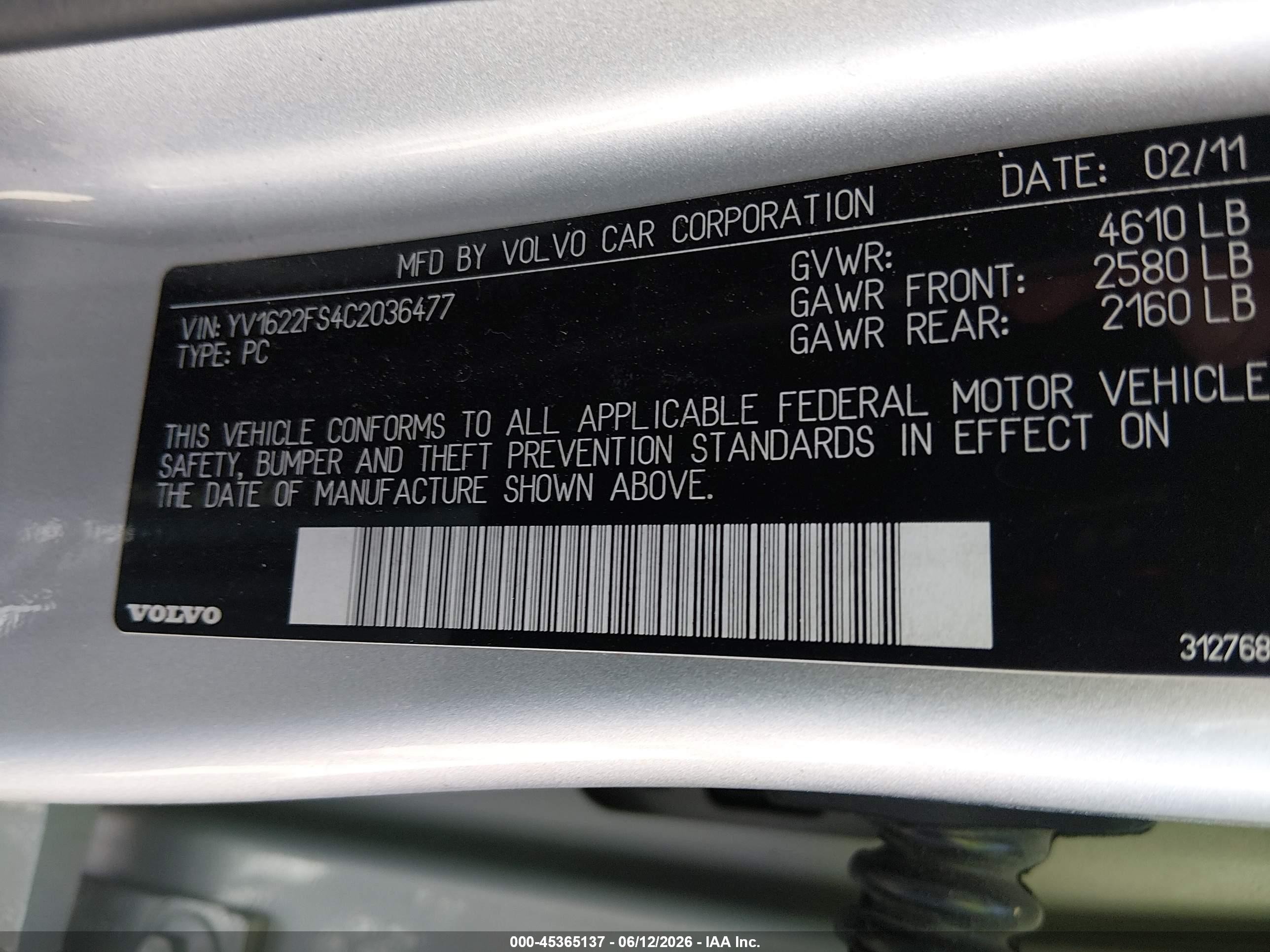 2012 Volvo S60 T5 Silver vin: YV1622FS4C2036477