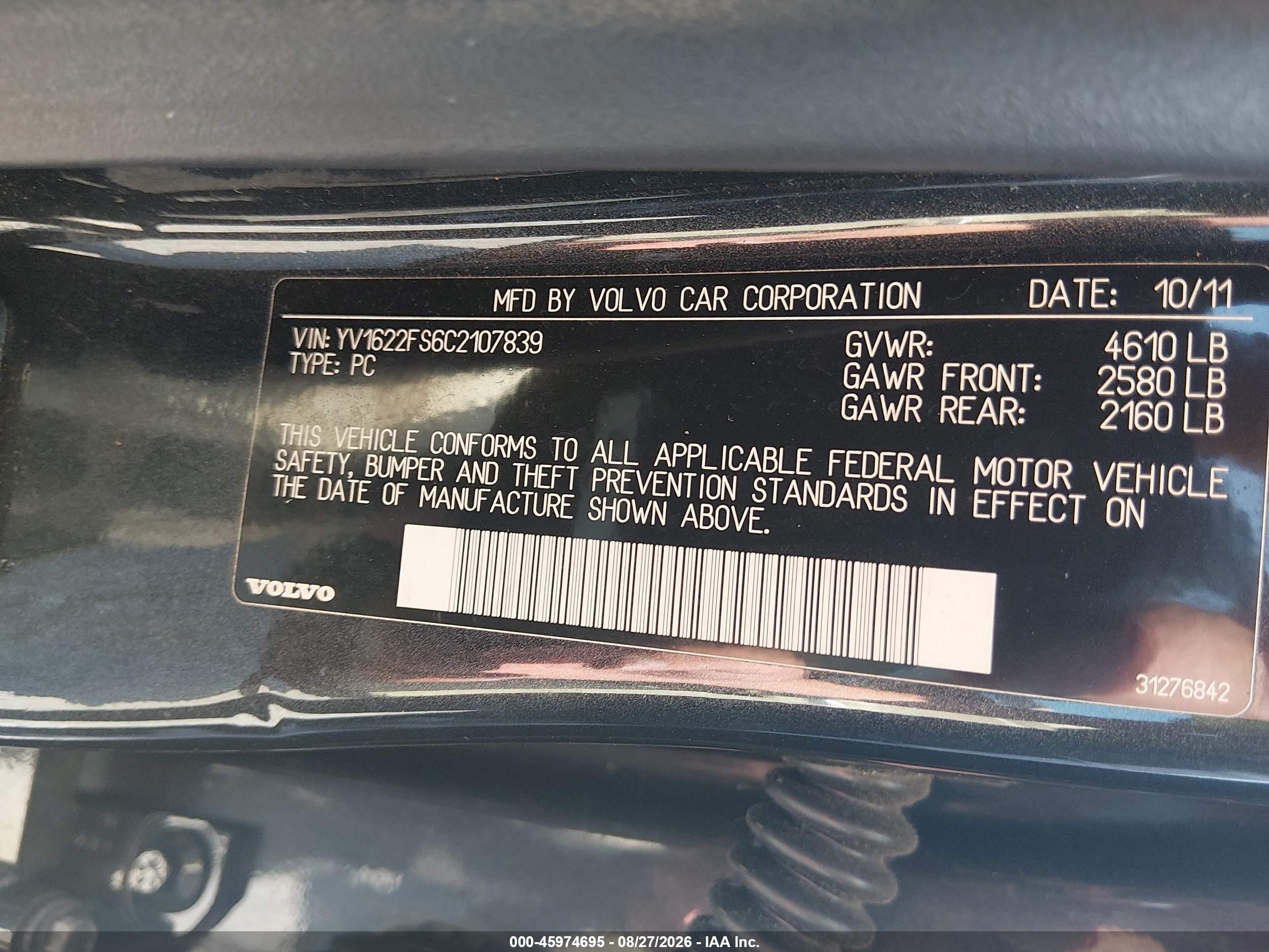 2012 Volvo S60 T5 Gray vin: YV1622FS6C2107839