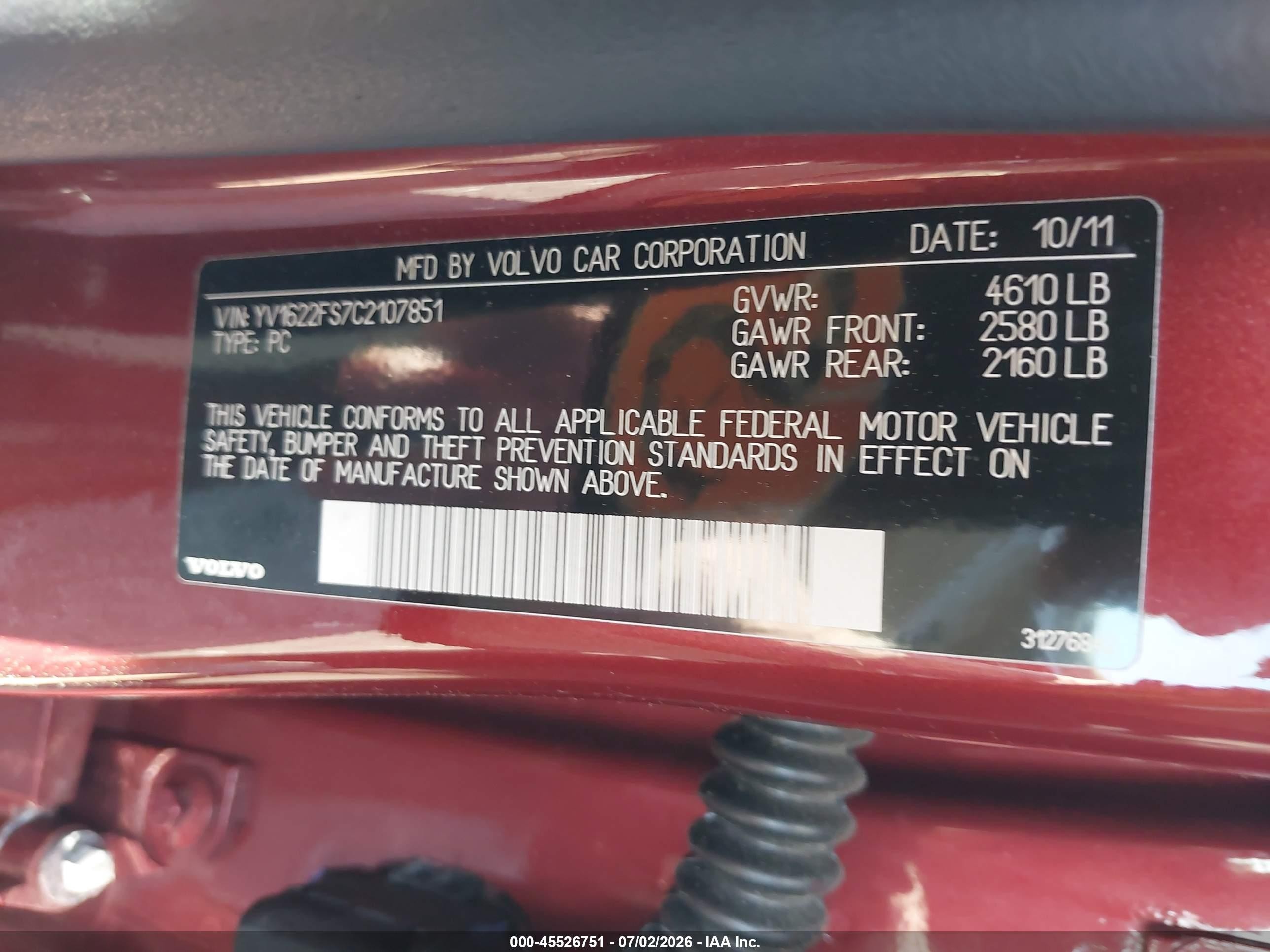 2012 Volvo S60 T5 Maroon vin: YV1622FS7C2107851