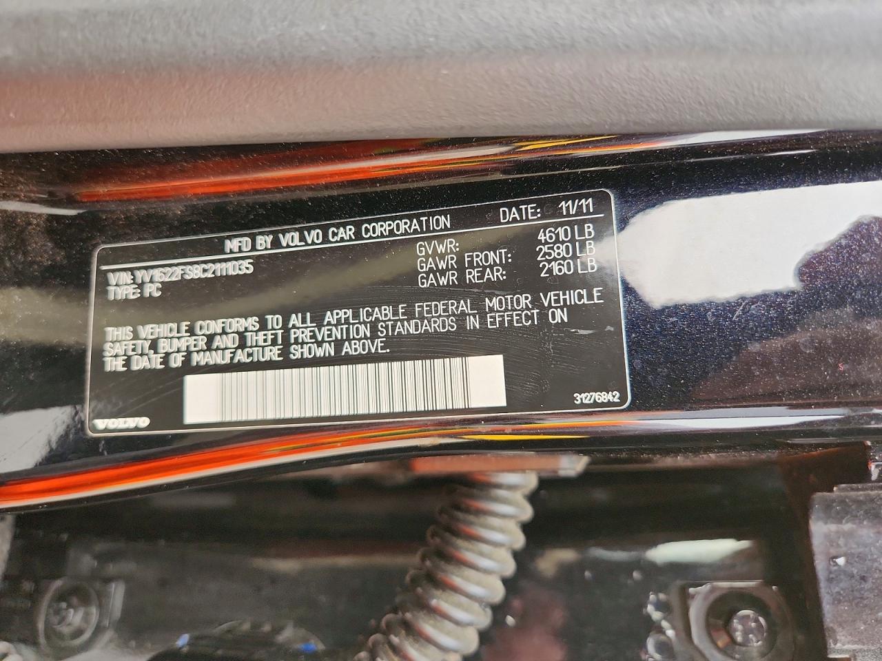 2012 Volvo S60 T5 Black vin: YV1622FS8C2111035