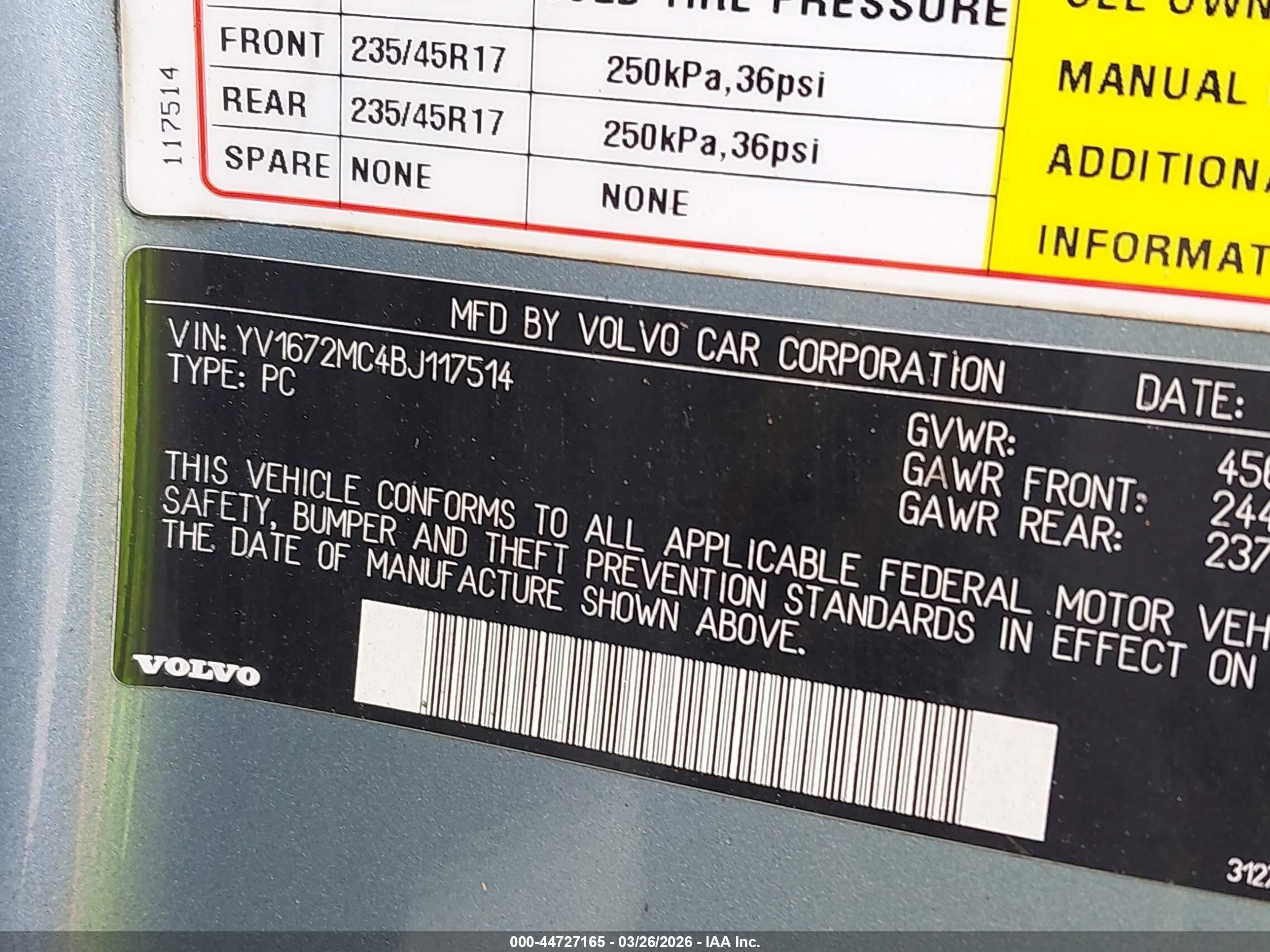 2011 Volvo C70 T5 Blue vin: YV1672MC4BJ117514