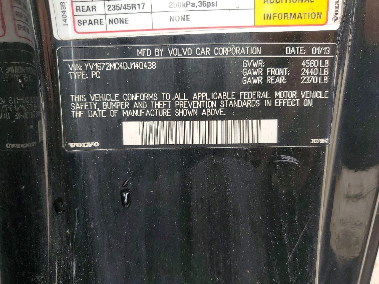 2013 Volvo C70 T5 Charcoal vin: YV1672MC4DJ140438
