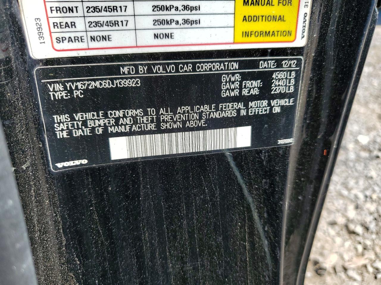 2013 Volvo C70 T5 Черный vin: YV1672MC6DJ139923