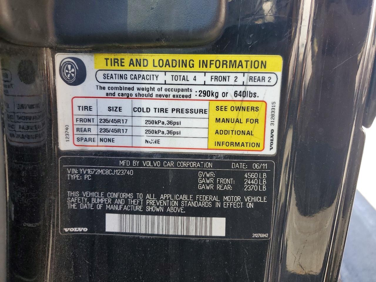 2012 Volvo C70 T5 Черный vin: YV1672MC8CJ123740