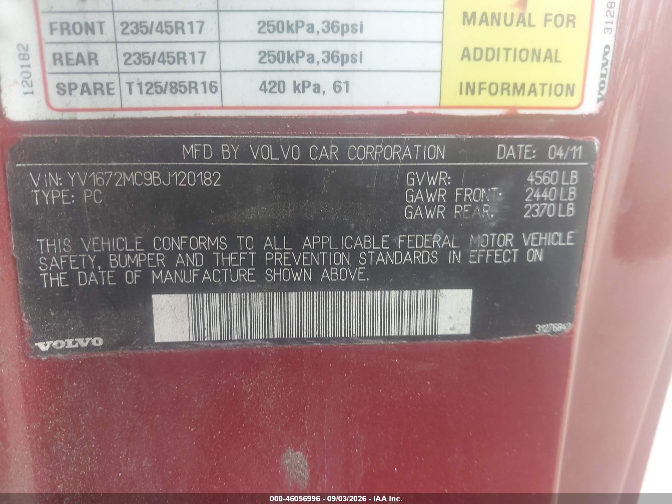 2011 Volvo C70 T5 Red vin: YV1672MC9BJ120182