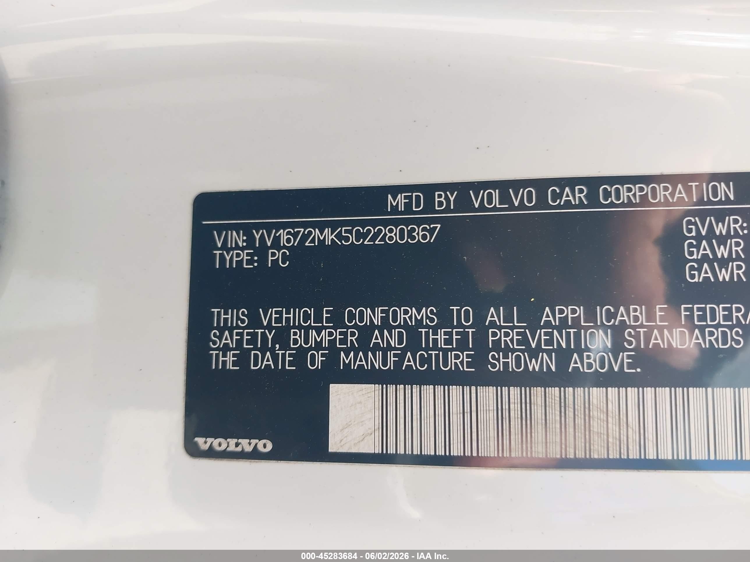 2012 Volvo C30 T5/t5 Platinum/t5 Premier Plus/t5 R-design/t5 R-design Platinum/t5 R-design Premier Plus White vin: YV1672MK5C2280367