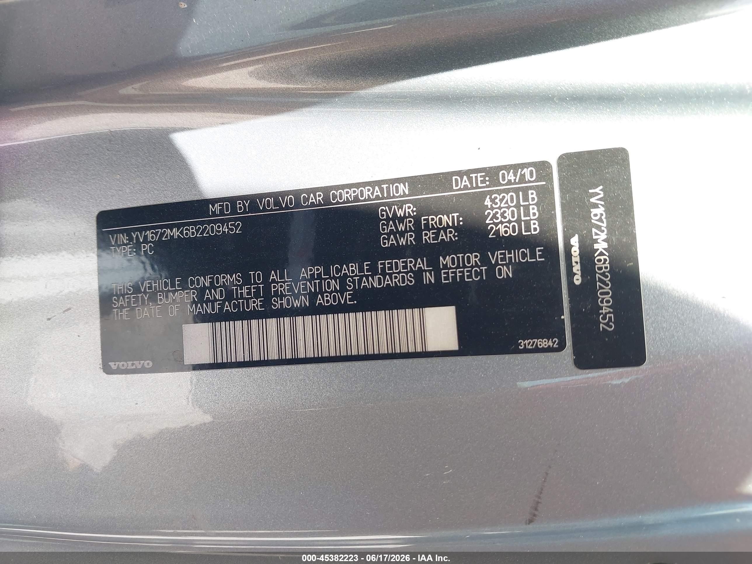 2011 Volvo C30 R-design/t5/t5 (retail Only) Gray vin: YV1672MK6B2209452