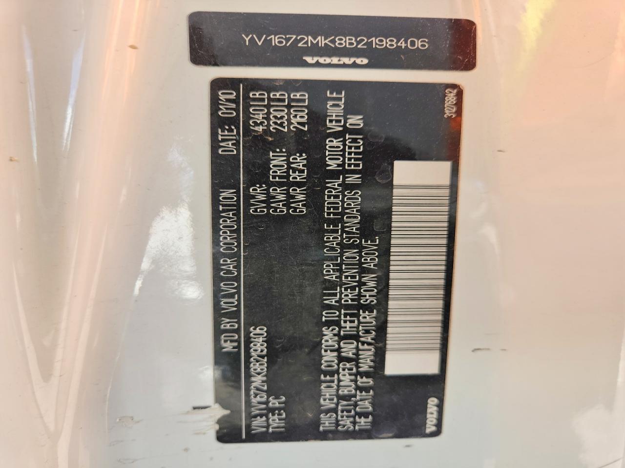 2011 Volvo C30 T5 White vin: YV1672MK8B2198406