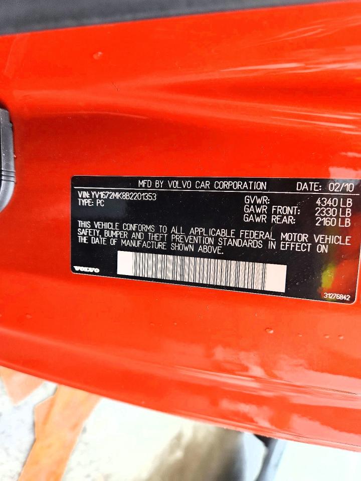 2011 Volvo C30 T5 Orange vin: YV1672MK8B2201353