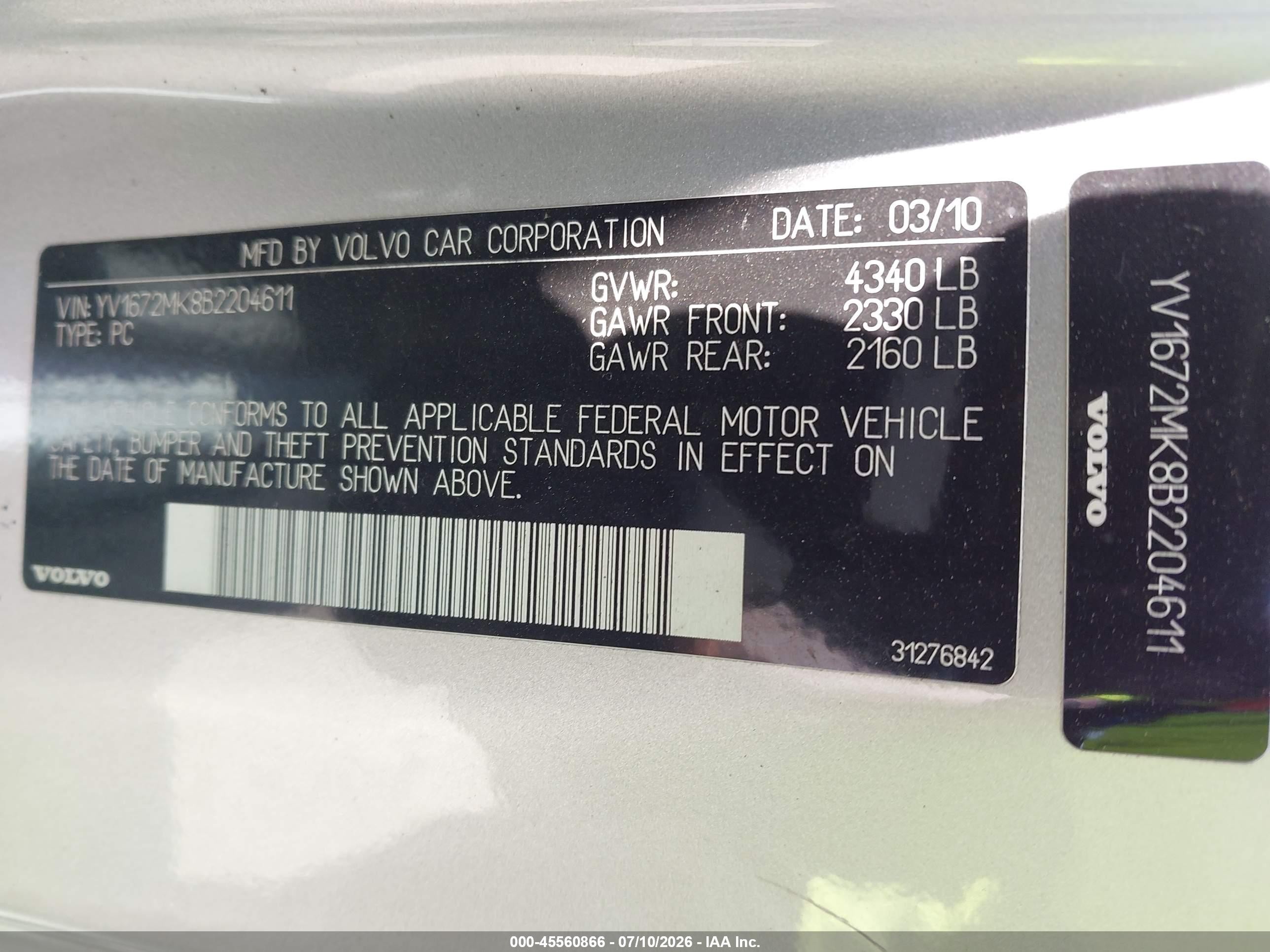 2011 Volvo C30 R-design/t5 (retail Only) Silver vin: YV1672MK8B2204611