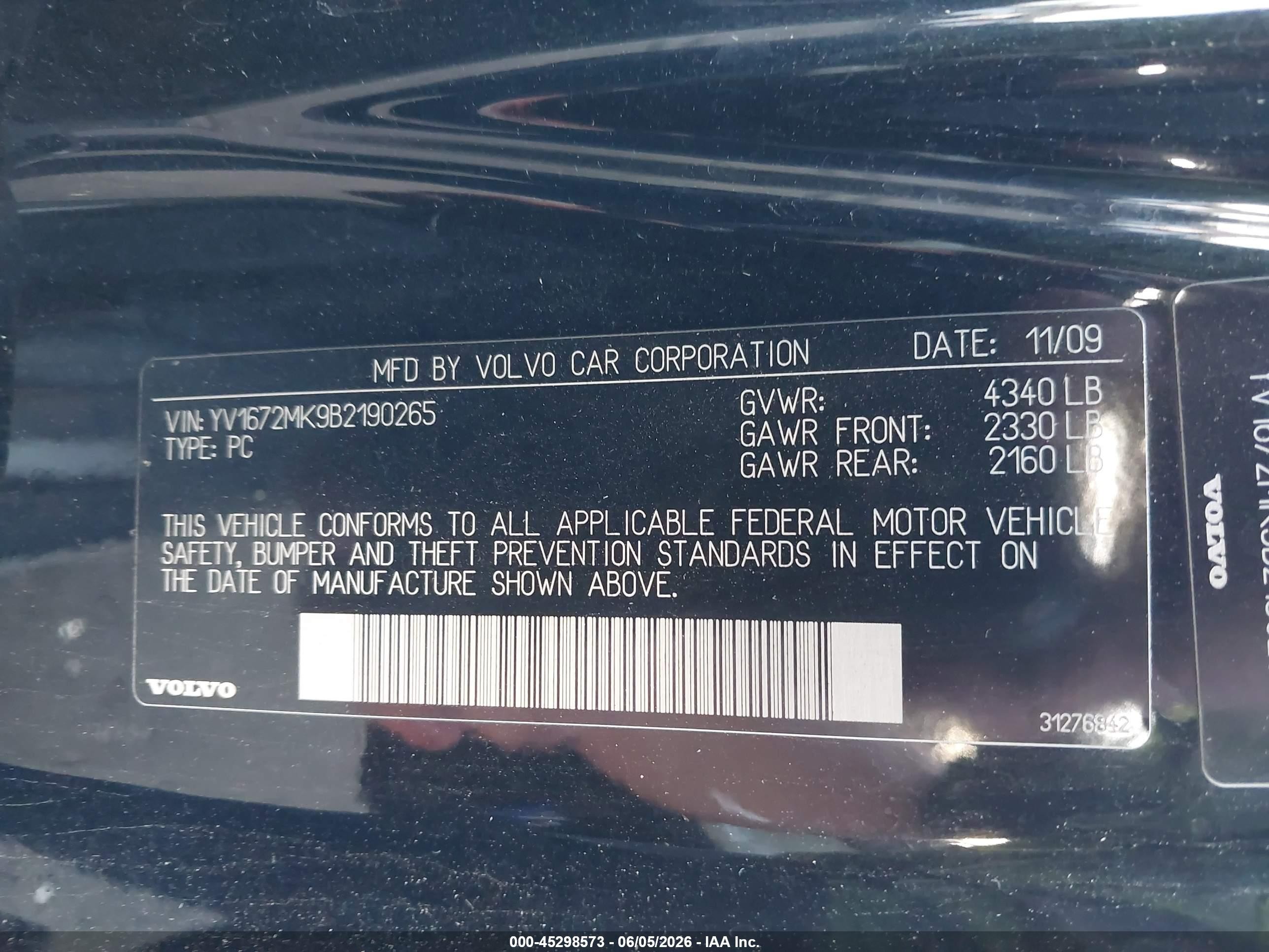2011 Volvo C30 T5/t5 R-design Black vin: YV1672MK9B2190265