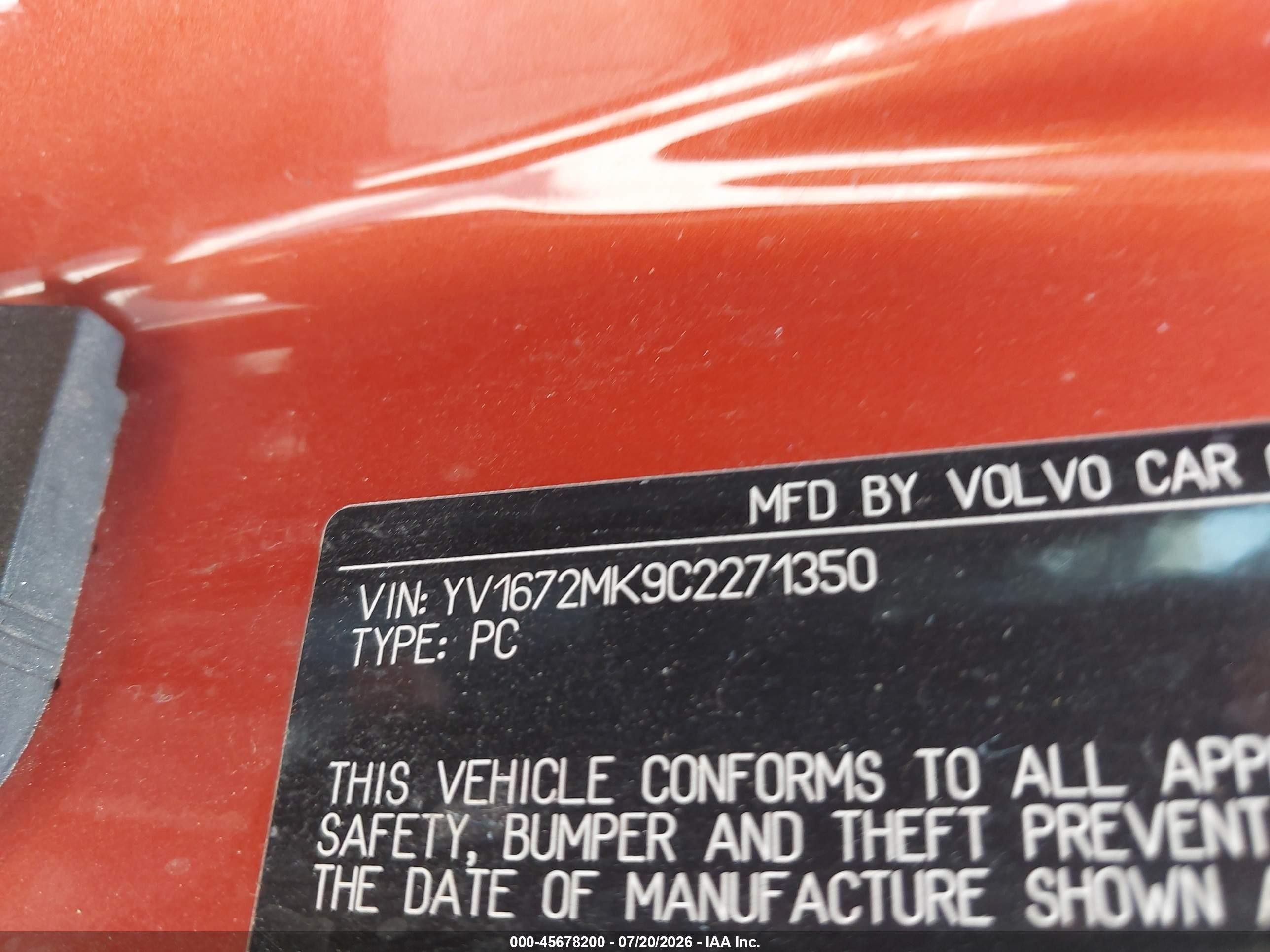 2012 Volvo C30 Premier Plus Orange vin: YV1672MK9C2271350