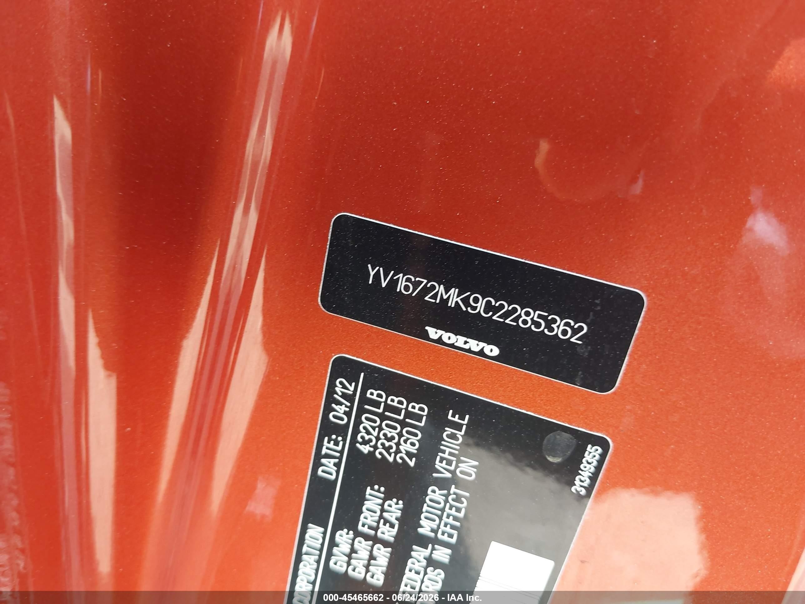 2012 Volvo C30 Platinum/premier Plus/r-design/r-design Platinum/r-design Premier Plus/t5 Orange vin: YV1672MK9C2285362
