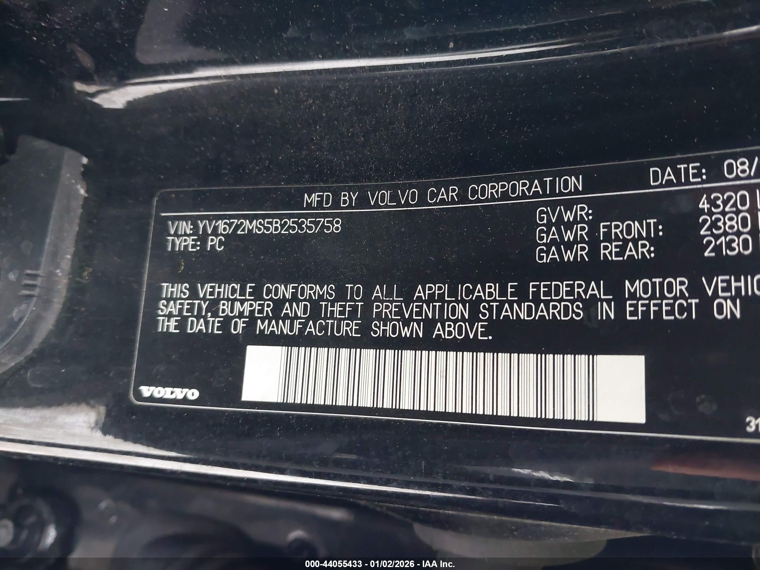 2011 Volvo S40 T5/t5 R-design Black vin: YV1672MS5B2535758