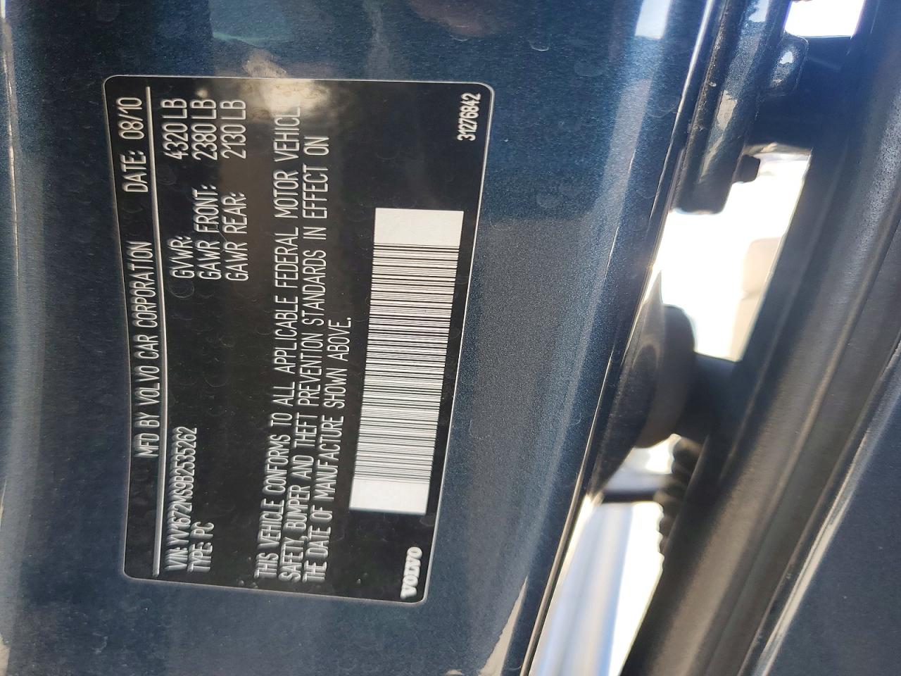 2011 Volvo S40 T5 Blue vin: YV1672MS9B2535262