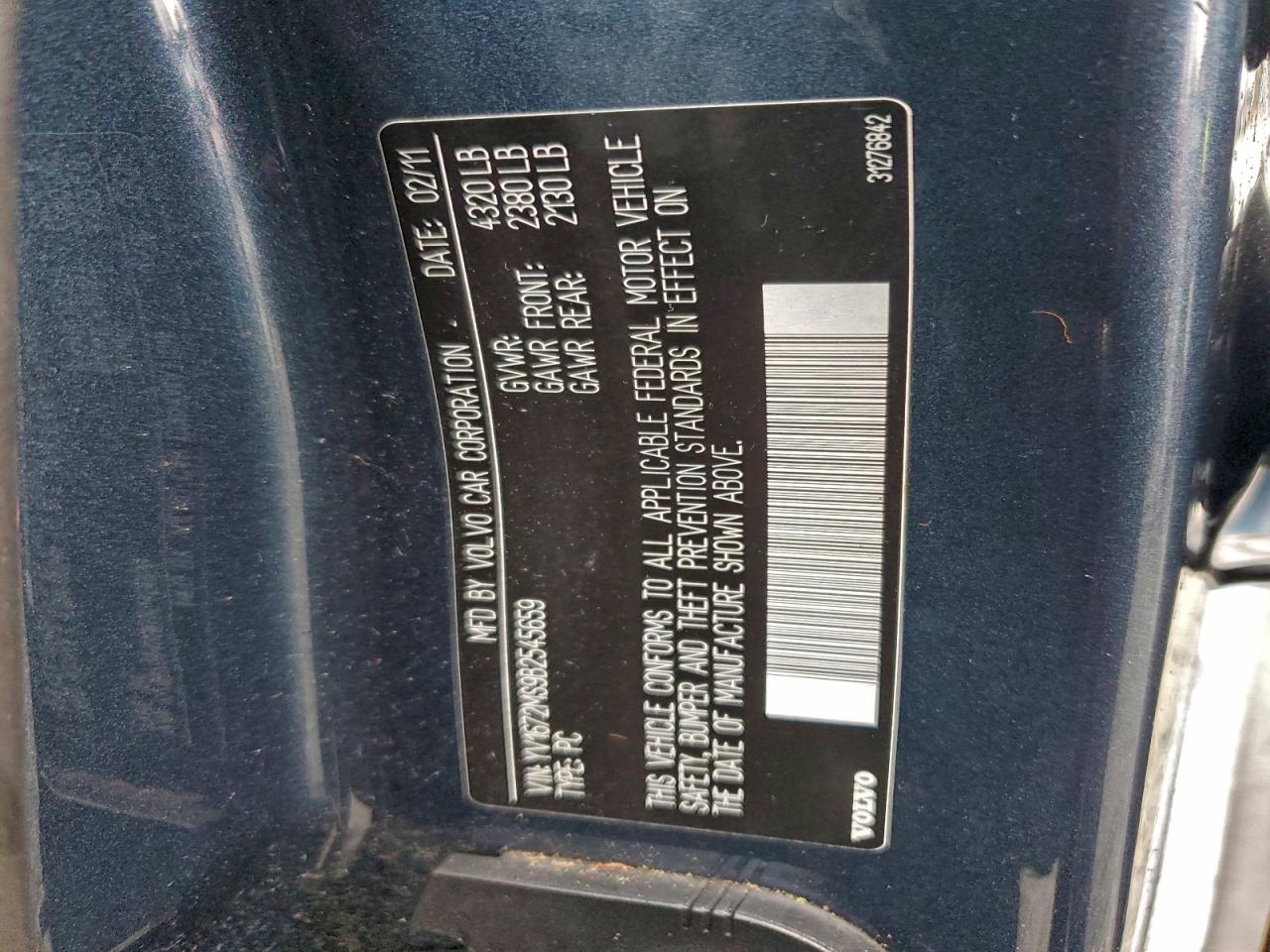 2011 Volvo S40 T5 Blue vin: YV1672MS9B2545659