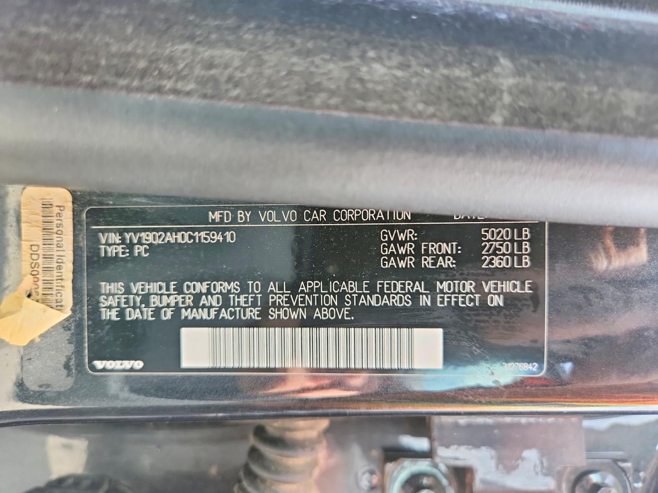 2012 Volvo S80 T6 Gray vin: YV1902AH0C1159410