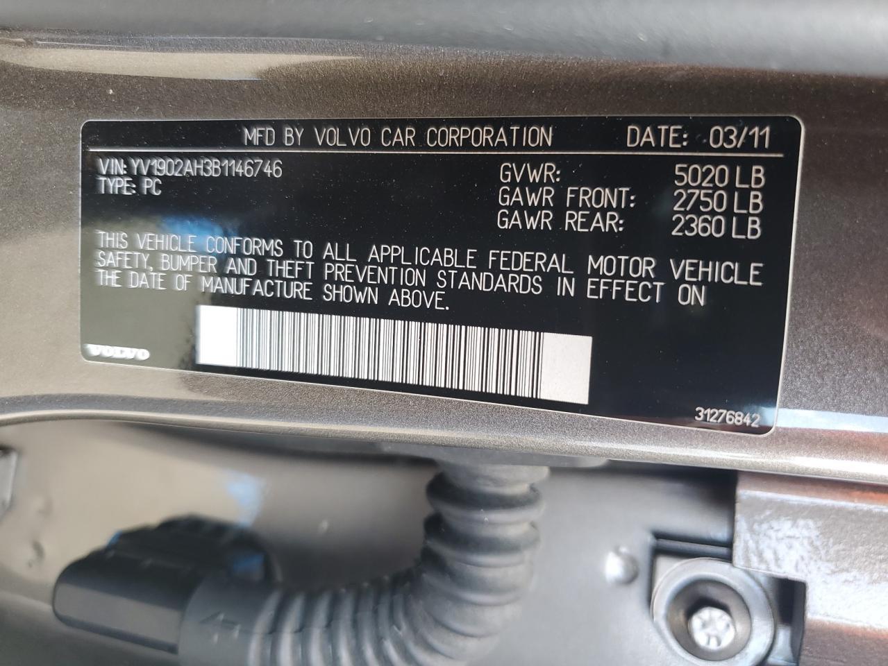 2011 Volvo S80 T6 Tan vin: YV1902AH3B1146746