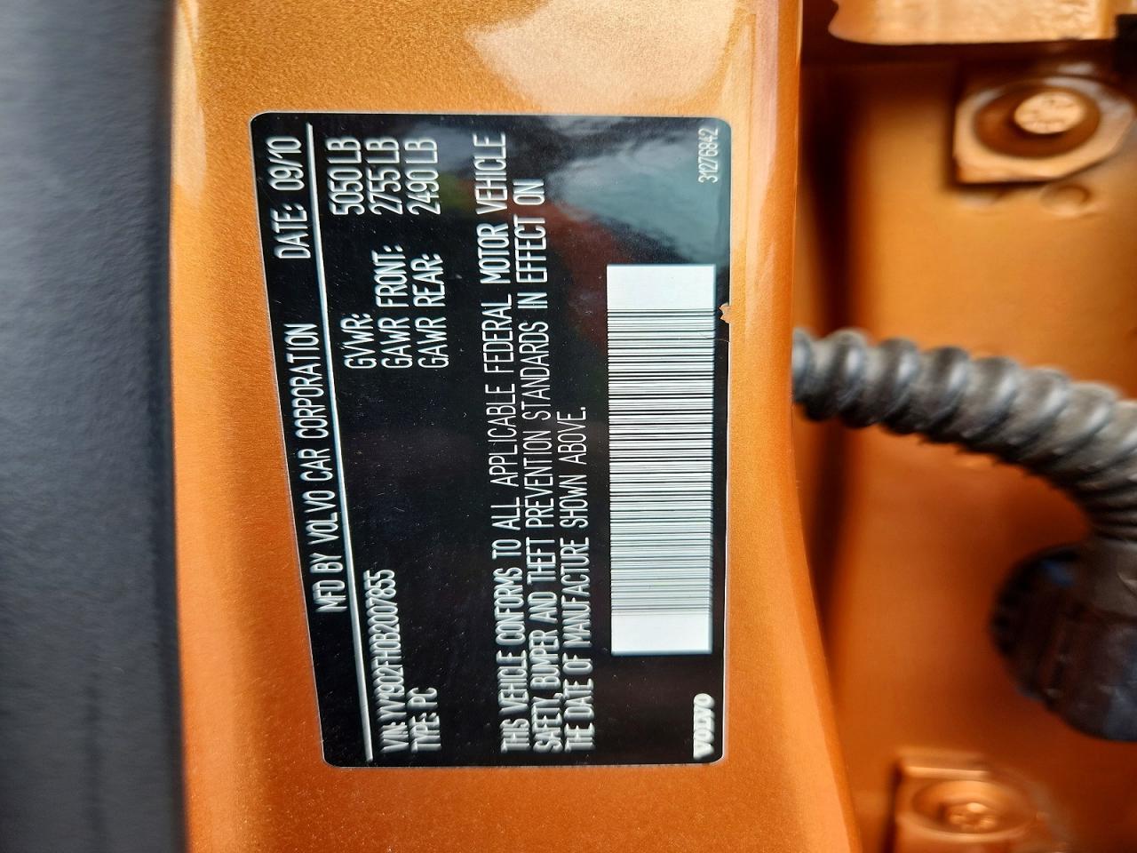 2011 Volvo S60 T6 Orange vin: YV1902FH0B2007855