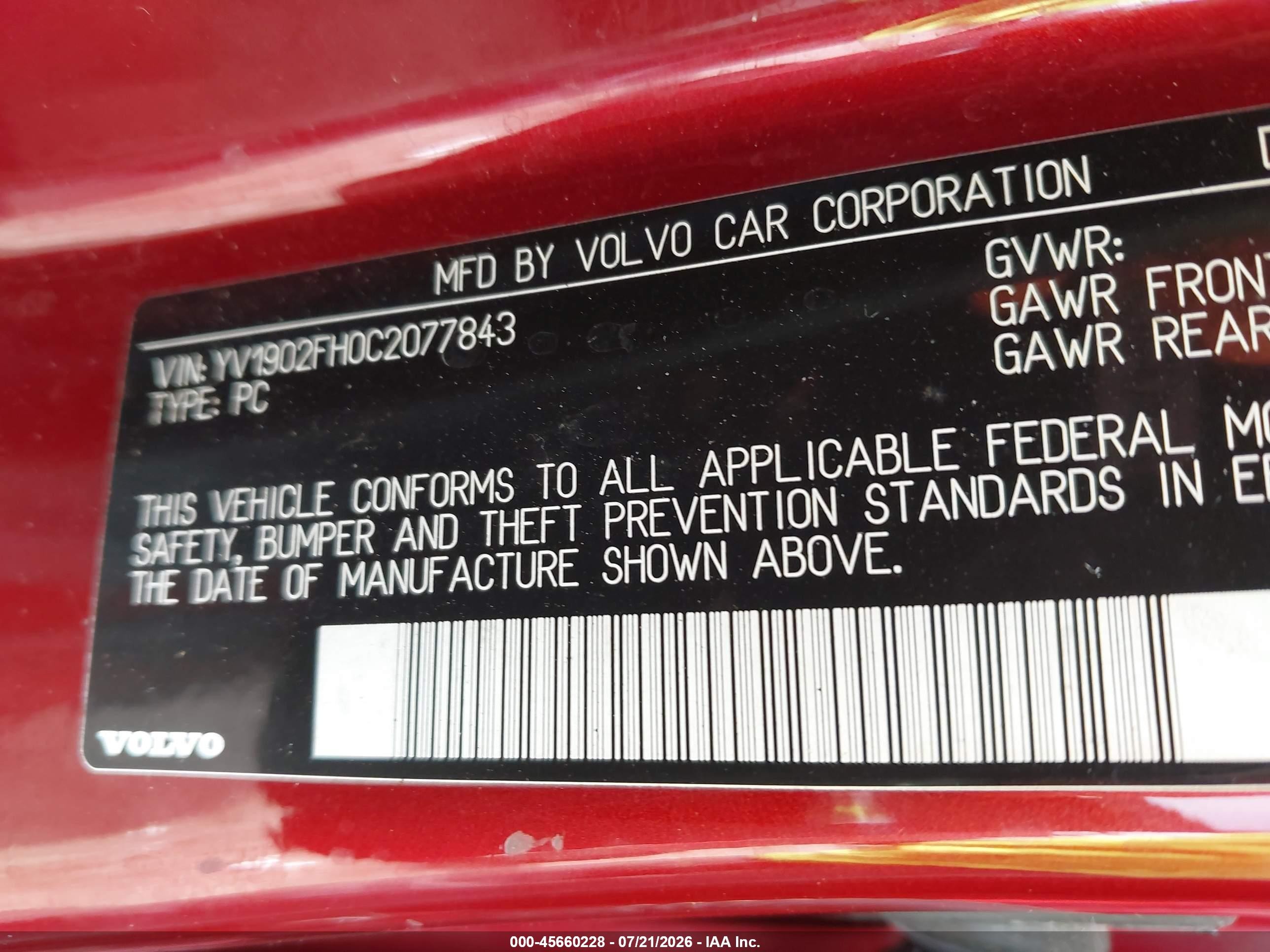 2012 Volvo S60 T6 Красный vin: YV1902FH0C2077843