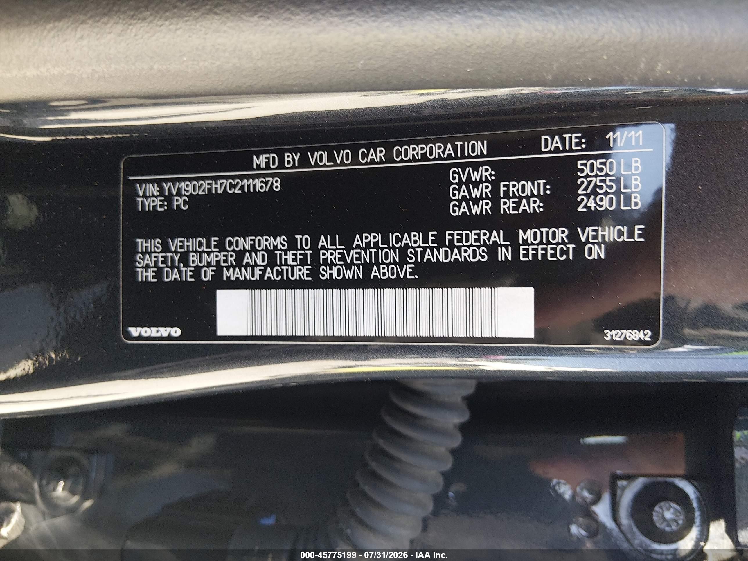 2012 Volvo S60 T6 Черный vin: YV1902FH7C2111678