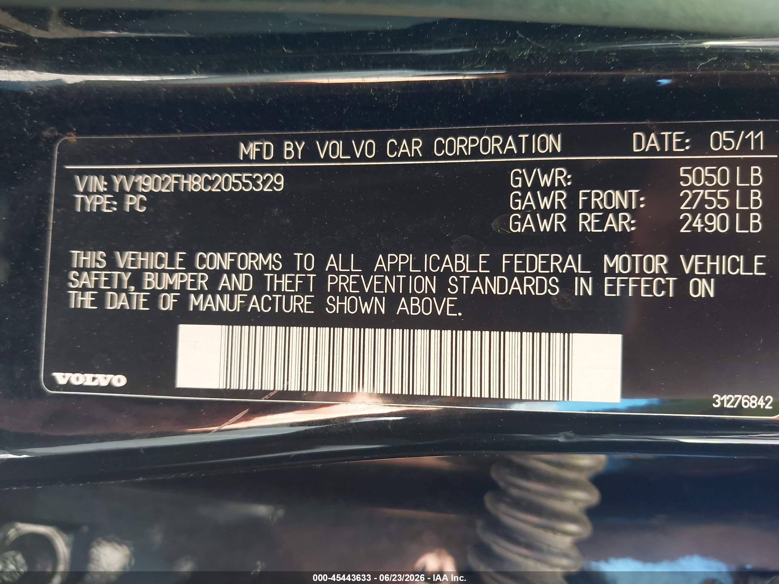 2012 Volvo S60 T6 Black vin: YV1902FH8C2055329