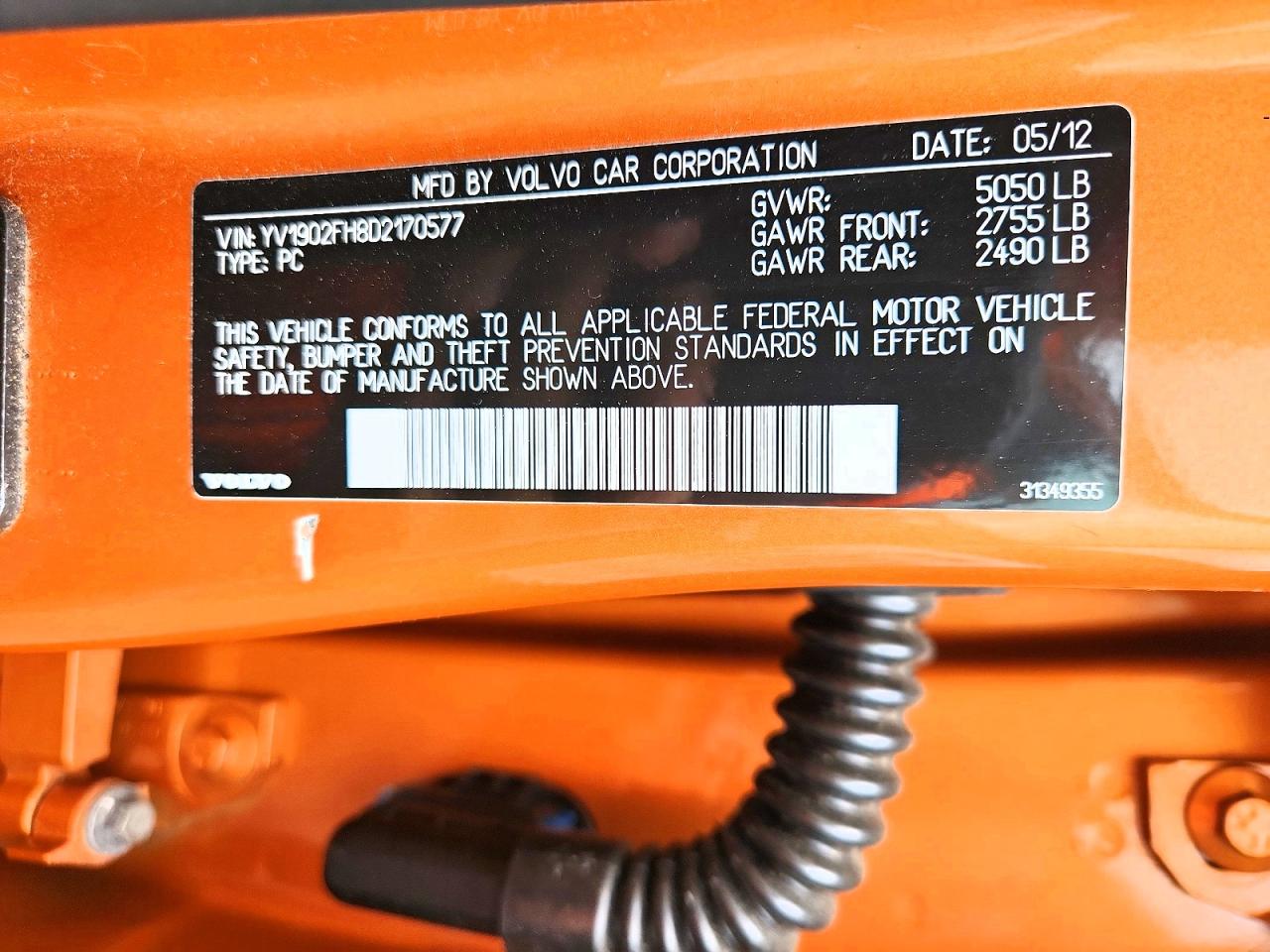 2013 Volvo S60 T6 Orange vin: YV1902FH8D2170577