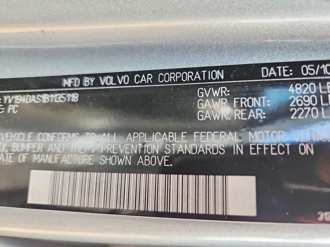 2011 Volvo S80 3.2 Silver vin: YV1940AS1B1135118