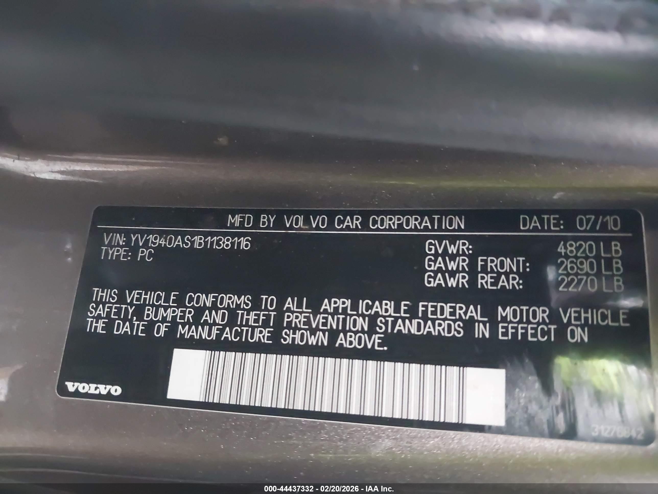 2011 Volvo S80 3.2 Champagne vin: YV1940AS1B1138116