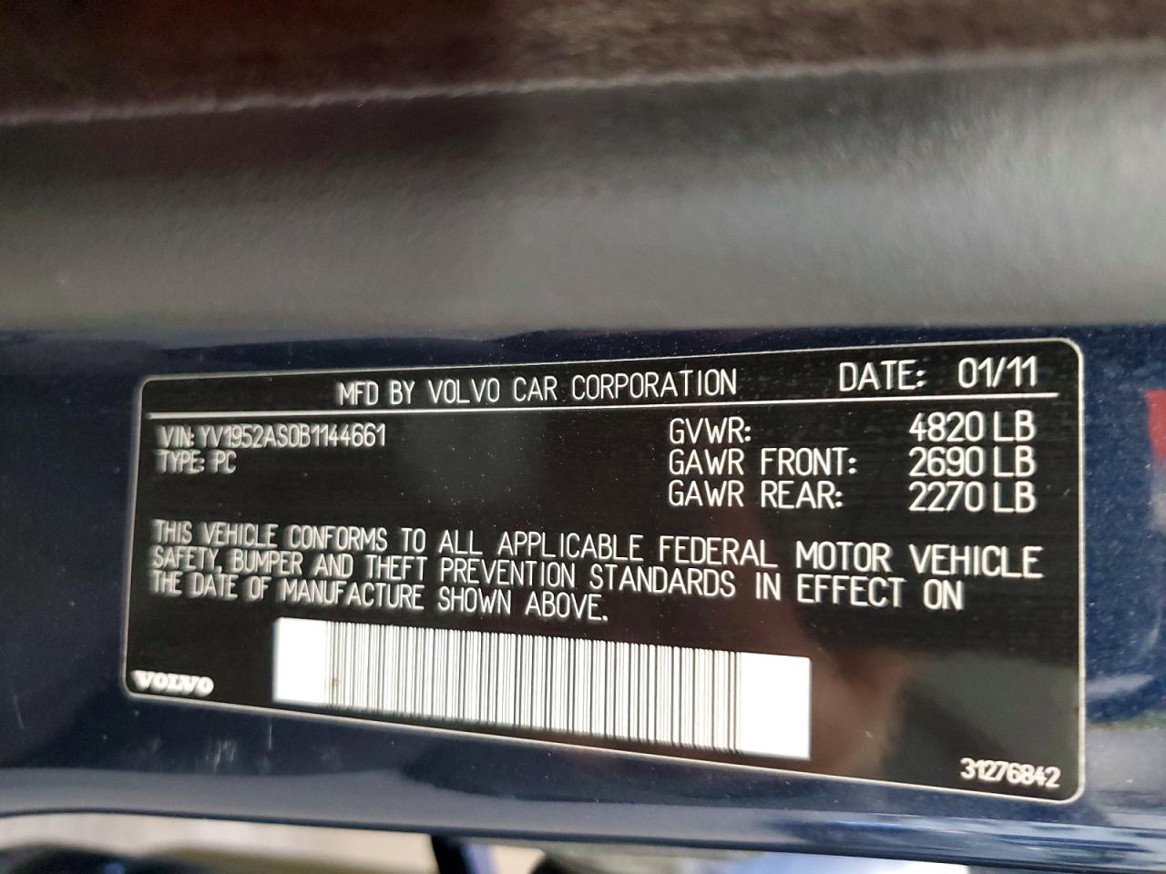 2011 Volvo S80 3.2 Синий vin: YV1952AS0B1144661