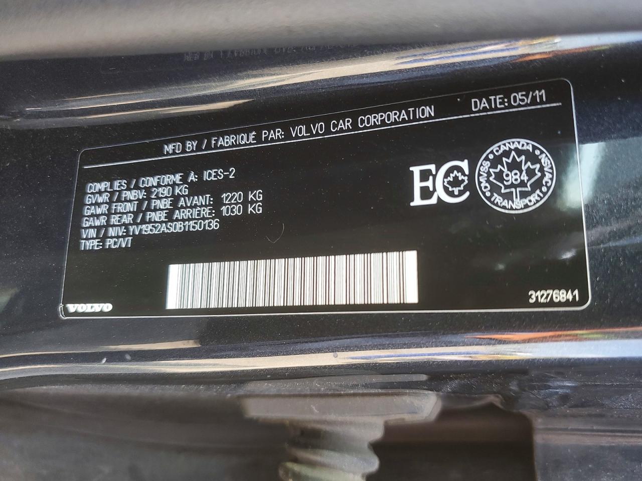 2011 Volvo S80 3.2 Charcoal vin: YV1952AS0B1150136