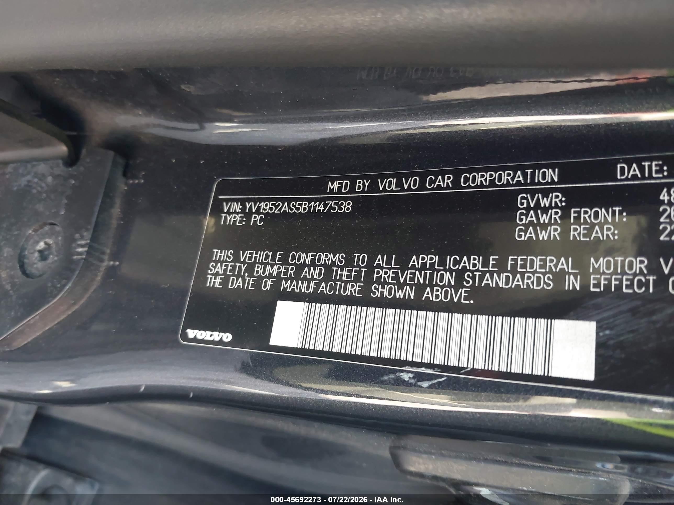 2011 Volvo S80 3.2 Gray vin: YV1952AS5B1147538