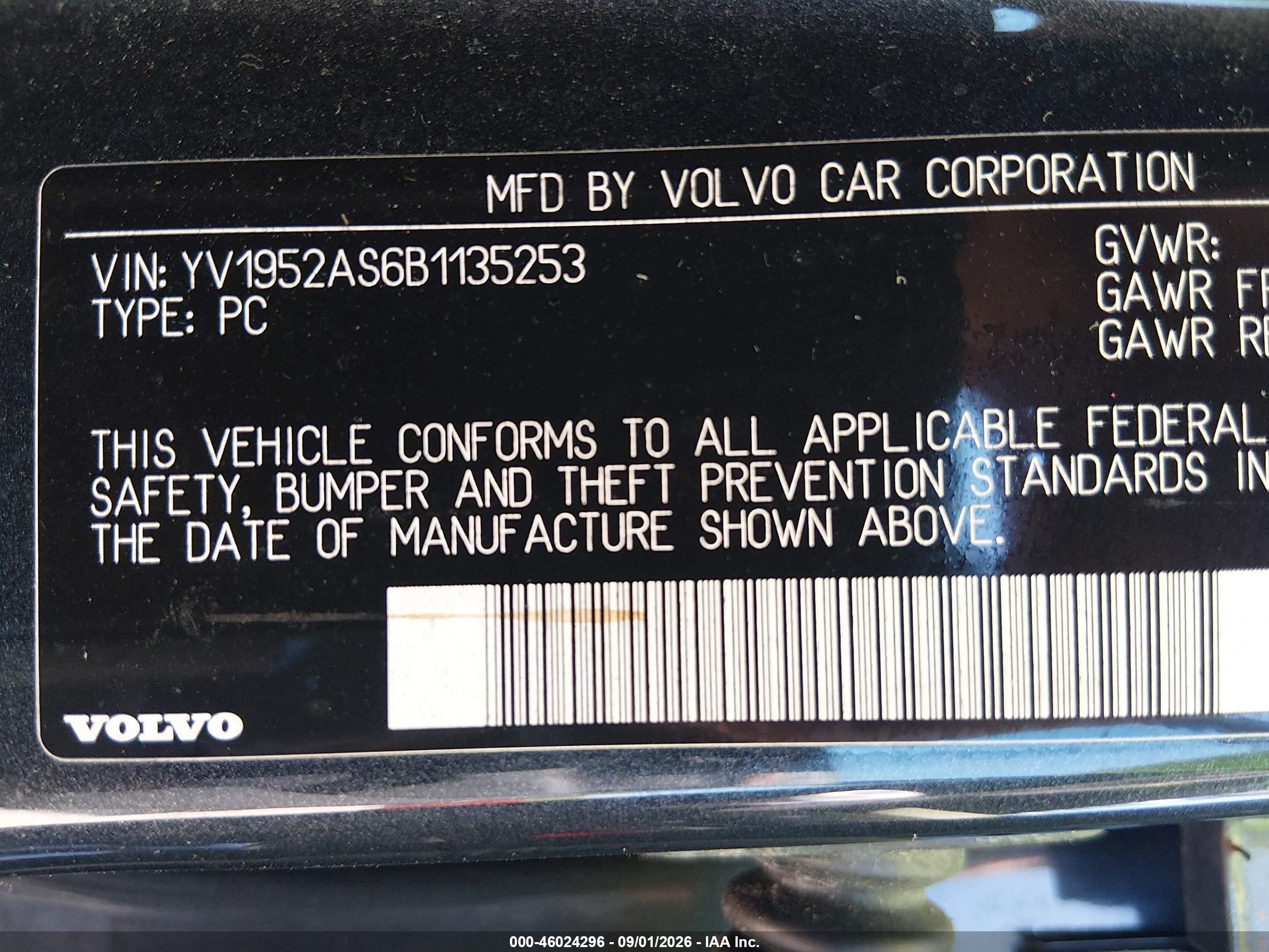 2011 Volvo S80 3.2 Зеленый vin: YV1952AS6B1135253