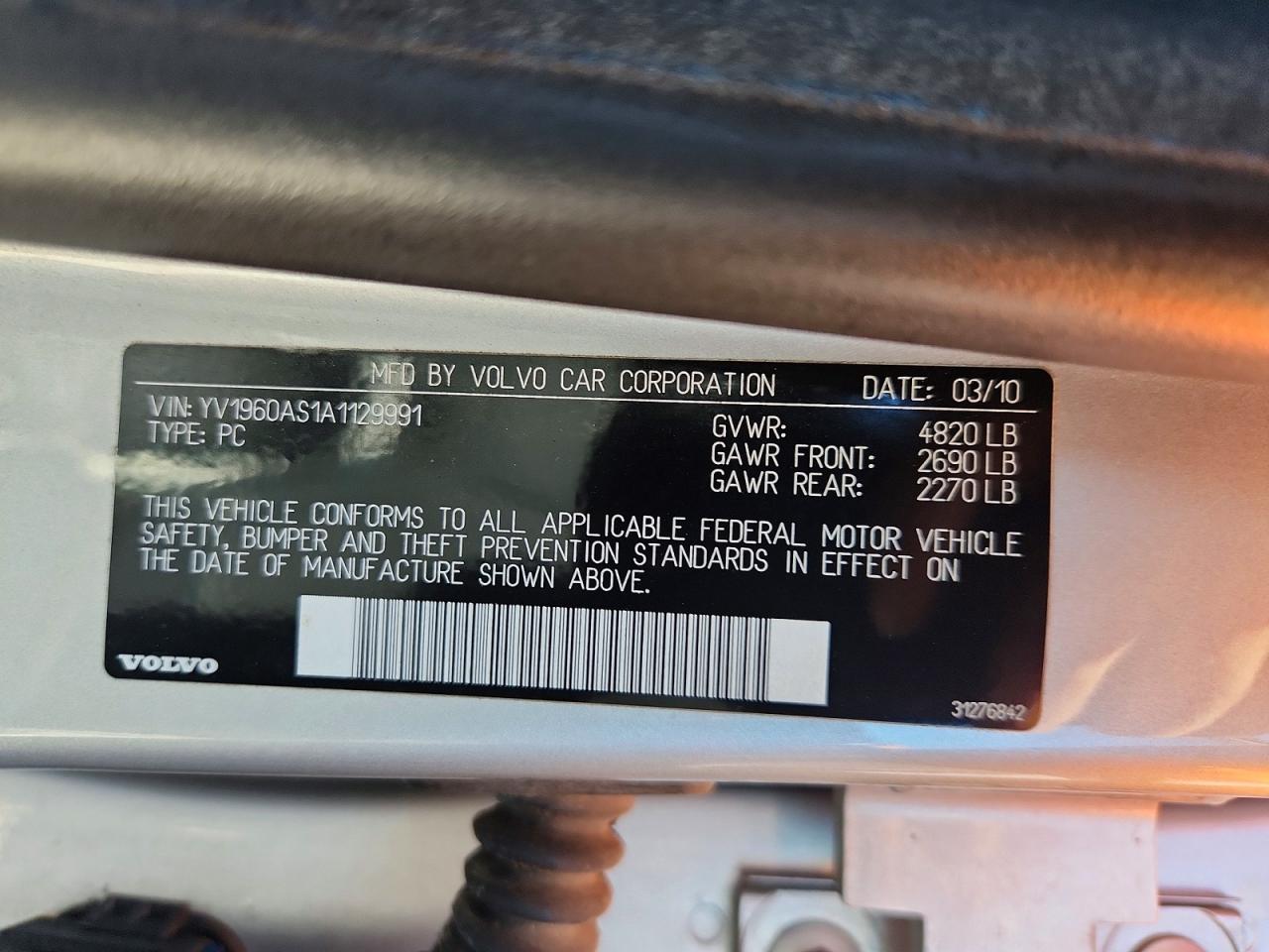 2010 Volvo S80 3.2 Silver vin: YV1960AS1A1129991