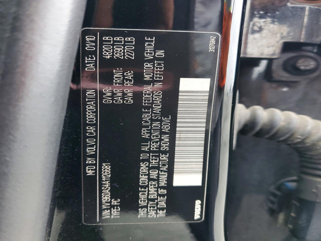 2010 Volvo S80 3.2 Черный vin: YV1960AS4A1126681