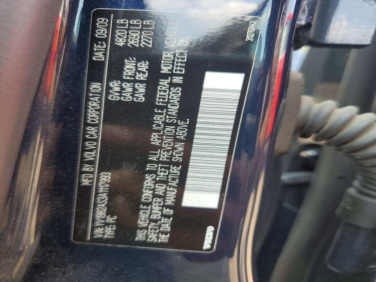 2010 Volvo S80 3.2 Blue vin: YV1982AS3A1117993