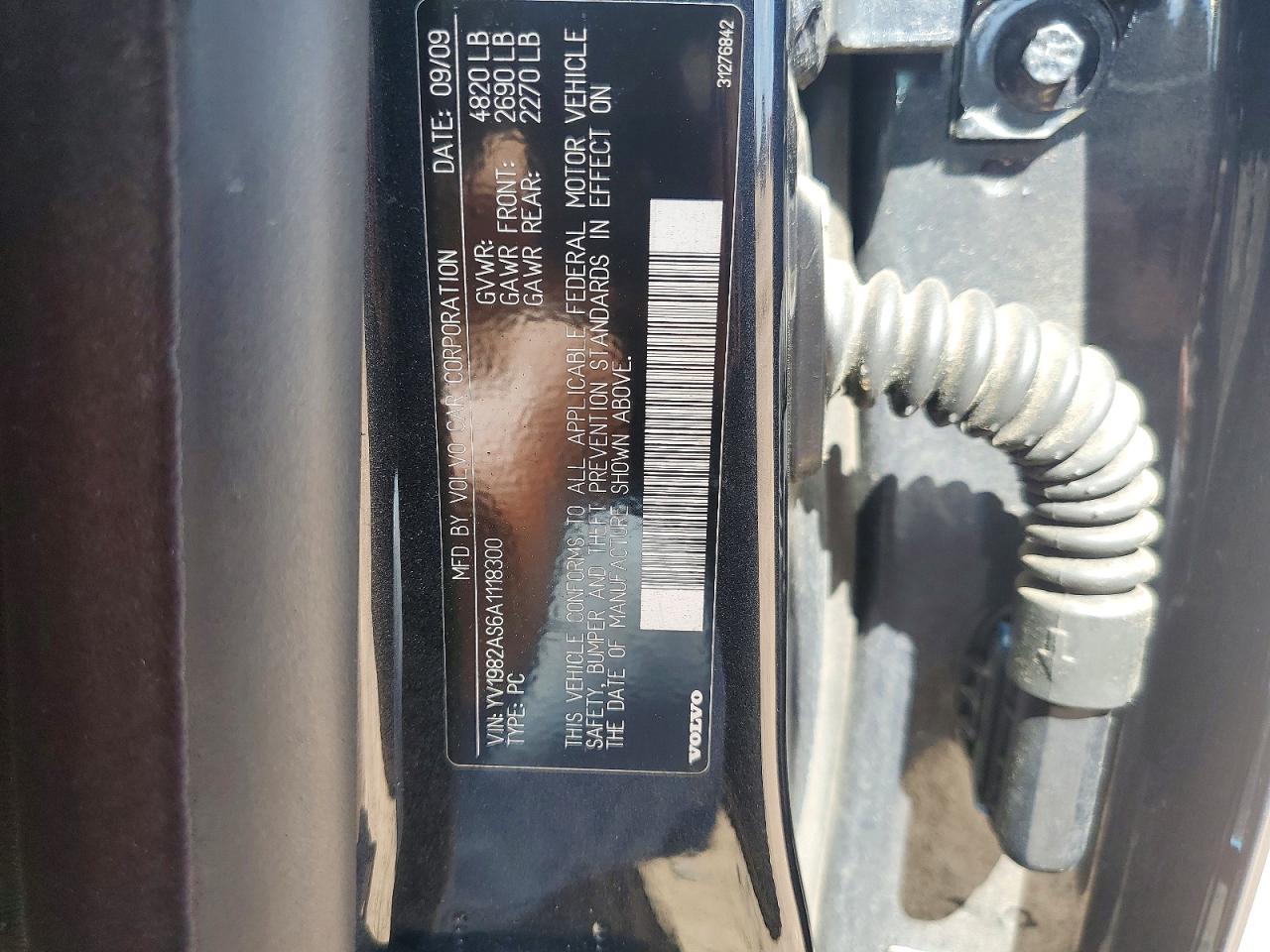 2010 Volvo S80 3.2 Charcoal vin: YV1982AS6A1118300
