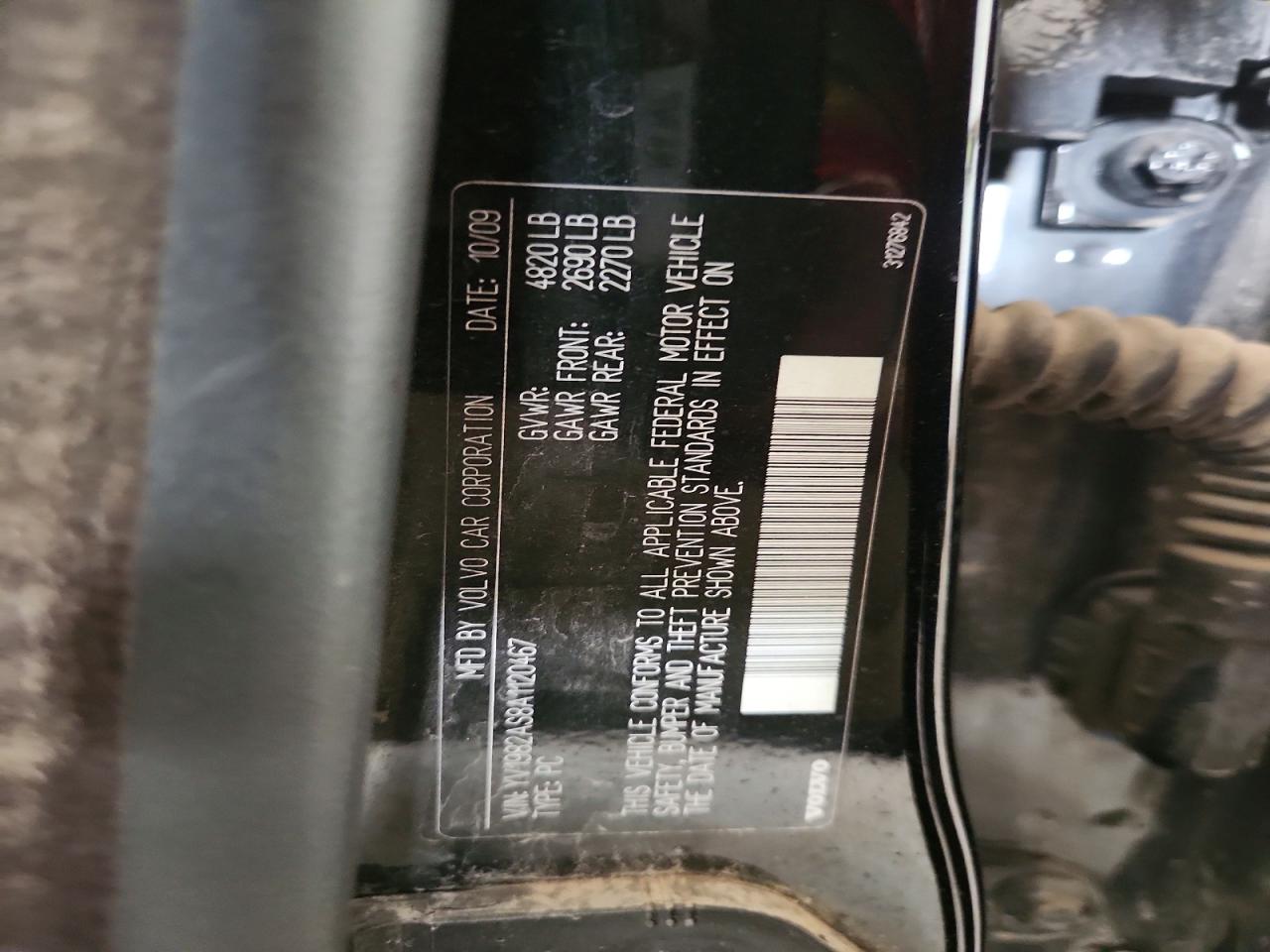 2010 Volvo S80 3.2 Black vin: YV1982AS8A1120467
