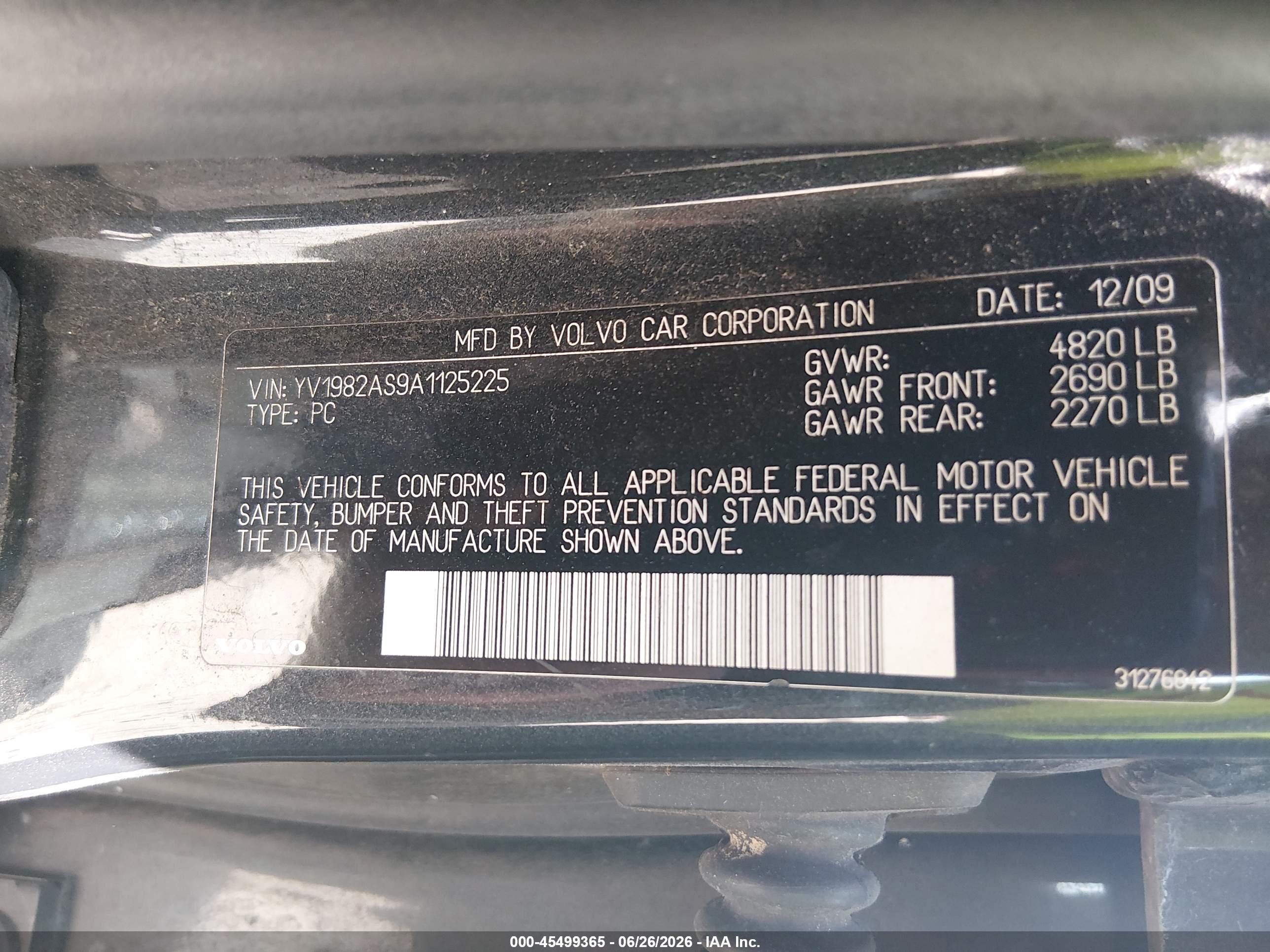 2010 Volvo S80 3.2 Gray vin: YV1982AS9A1125225