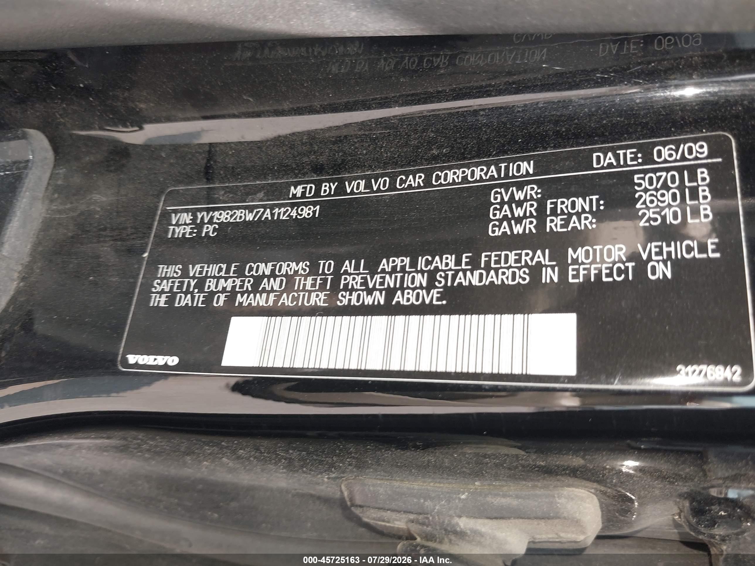 2010 Volvo V70 3.2/3.2 R-design Black vin: YV1982BW7A1124981