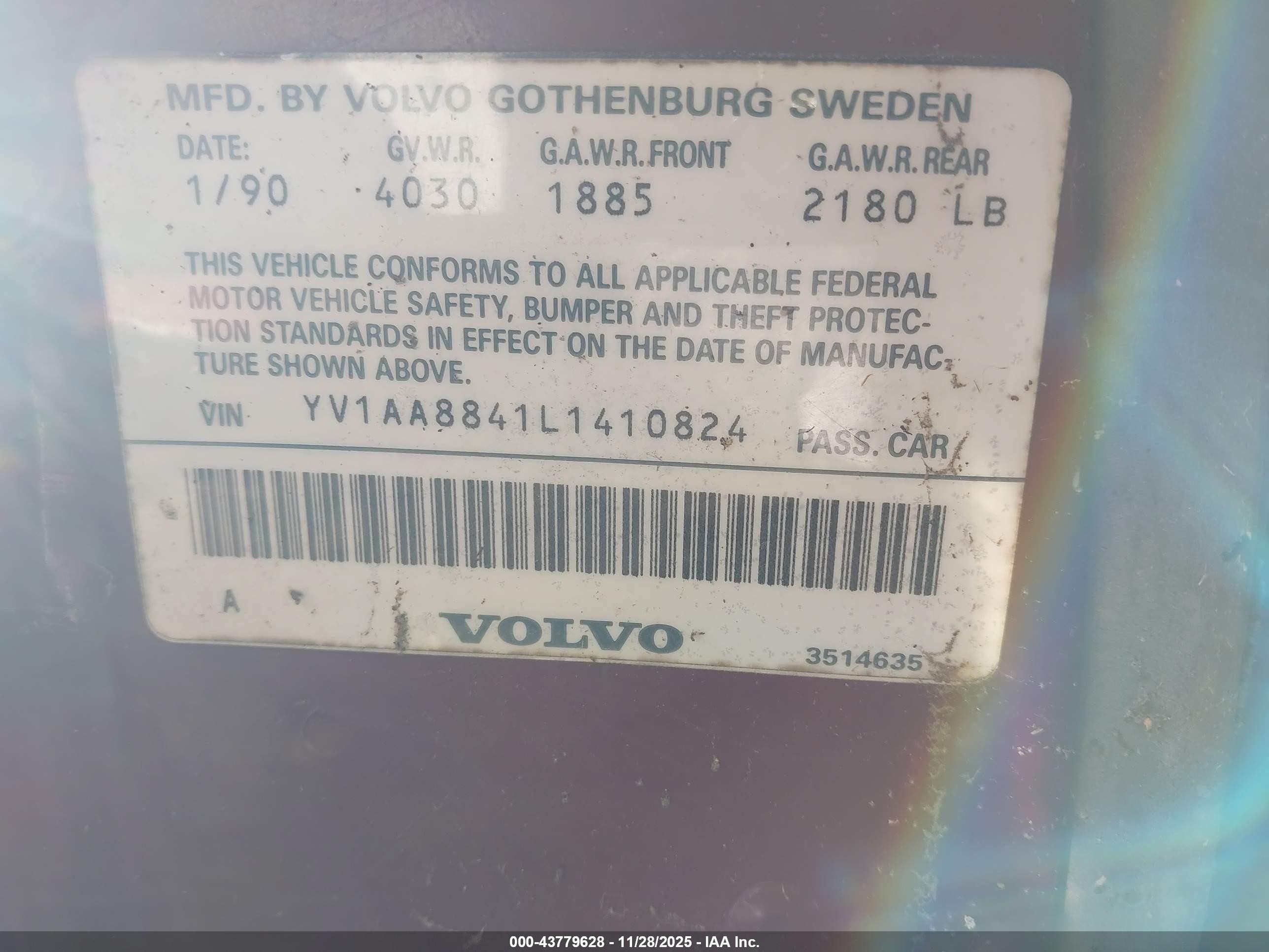 1990 Volvo 240 Dl Maroon vin: YV1AA8841L1410824