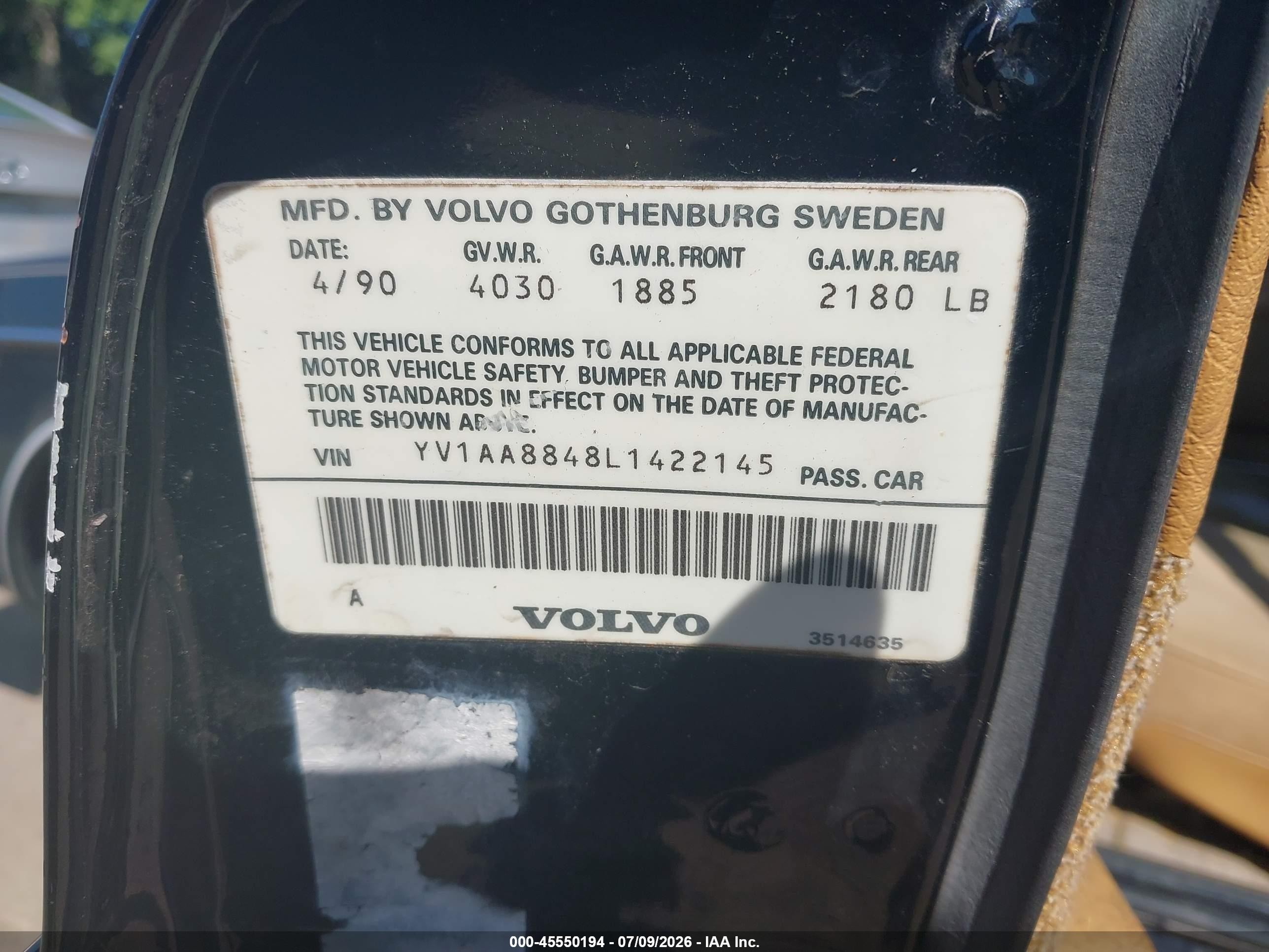 1990 Volvo 240 Dl Black vin: YV1AA8848L1422145