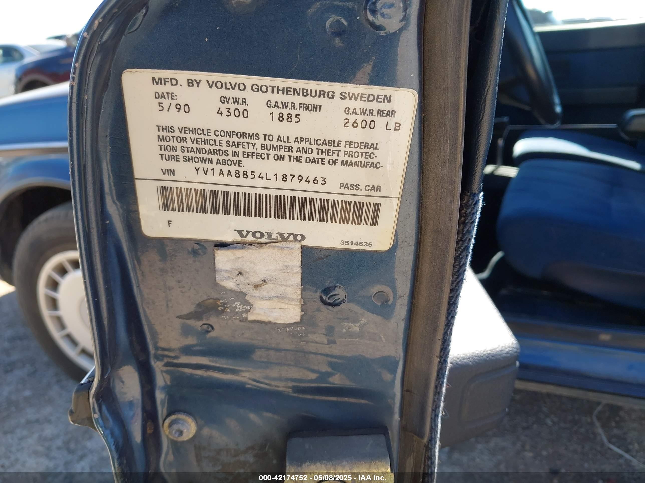 1990 Volvo 240 Dl Blue vin: YV1AA8854L1879463