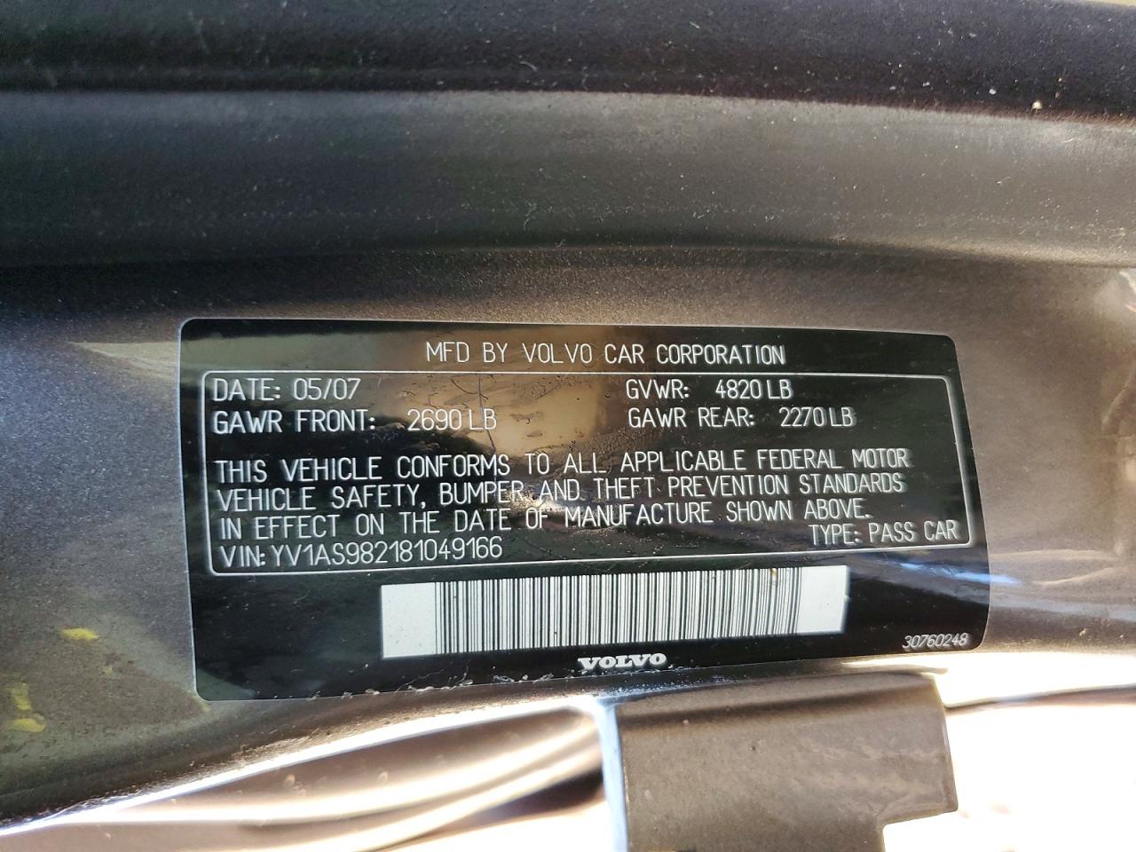 2008 Volvo S80 3.2 Коричневый vin: YV1AS982181049166