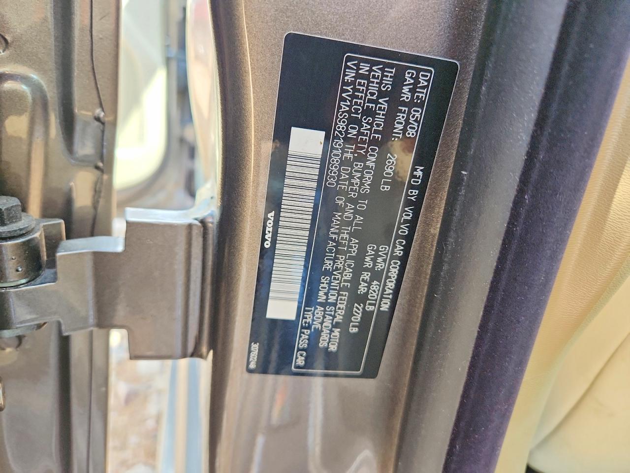2009 Volvo S80 3.2 Gray vin: YV1AS982191089930