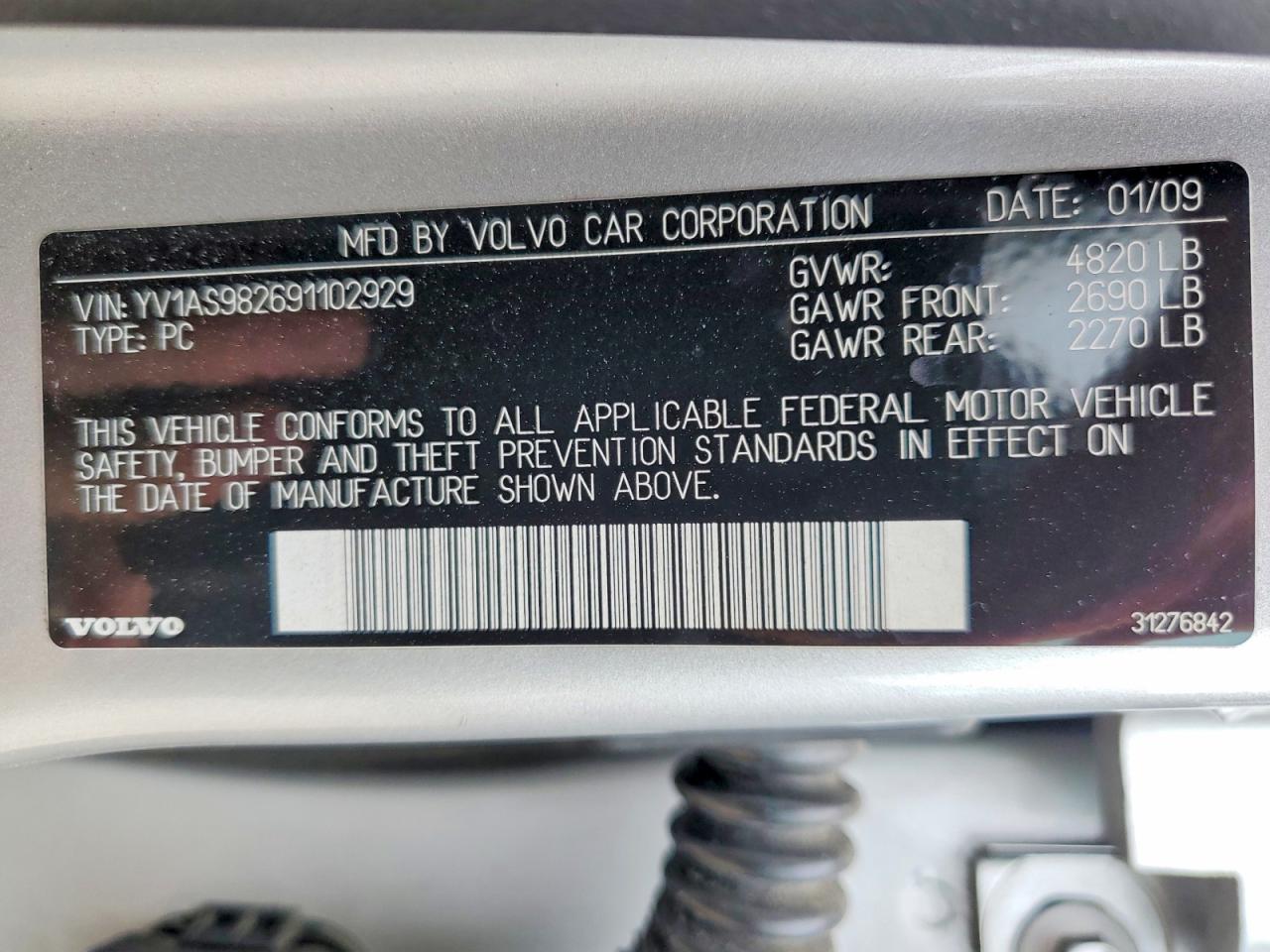2009 Volvo S80 3.2 Серебряный vin: YV1AS982691102929