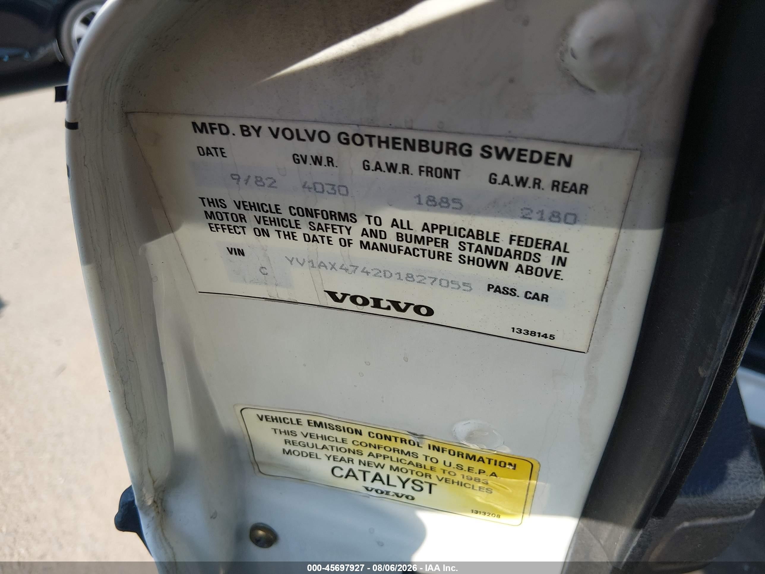 1983 Volvo 244 Glt Белый vin: YV1AX4742D1827055