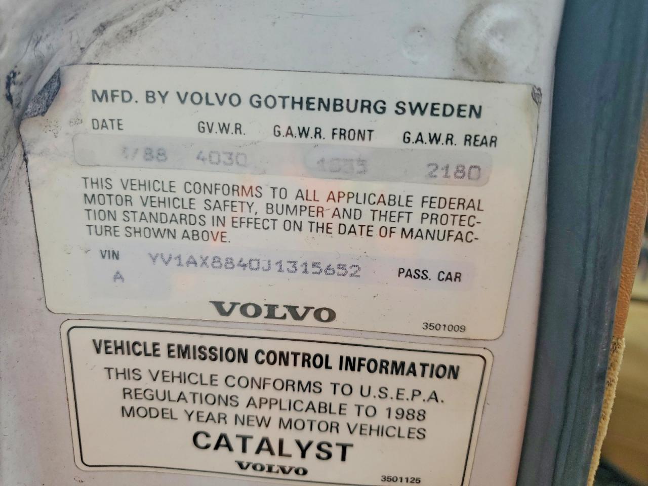 1988 Volvo 244 Dl Белый vin: YV1AX8840J1315652