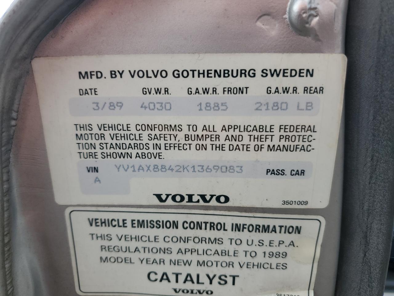 1989 Volvo 244 Dl Серебряный vin: YV1AX8842K1369083